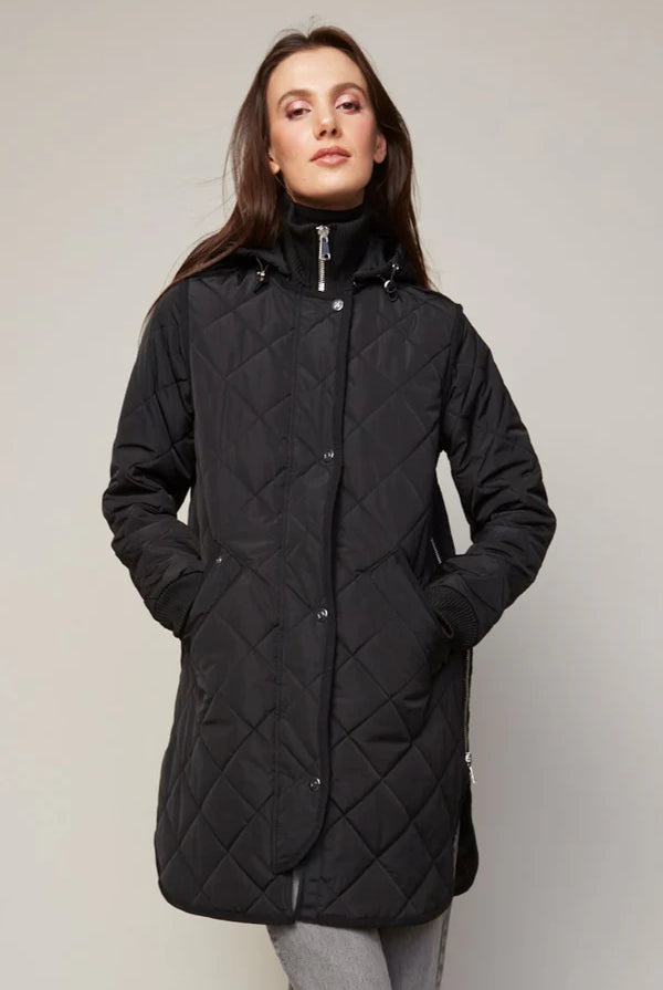 Adroit Atelier Women's Libby Quilted Full Zip Coat with Removable Hood
