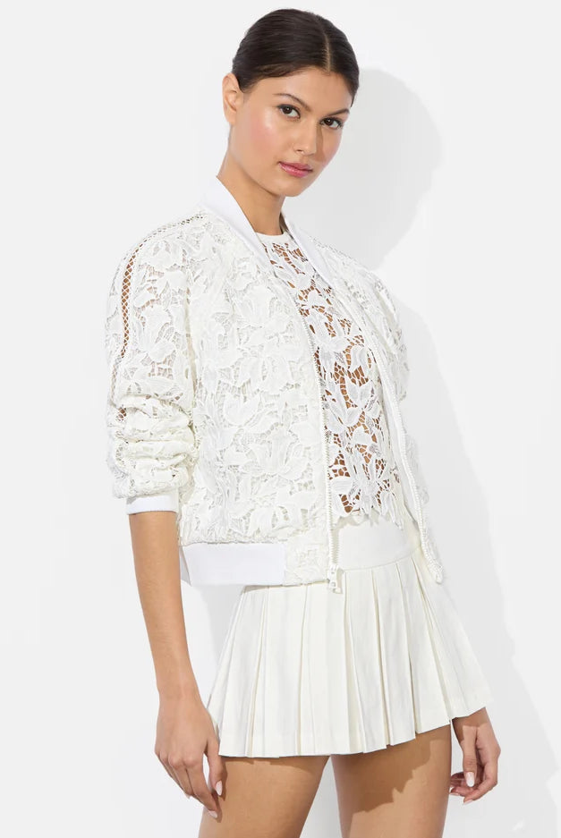 Alice + Olivia Women's Russie Lace Bomber Jacket