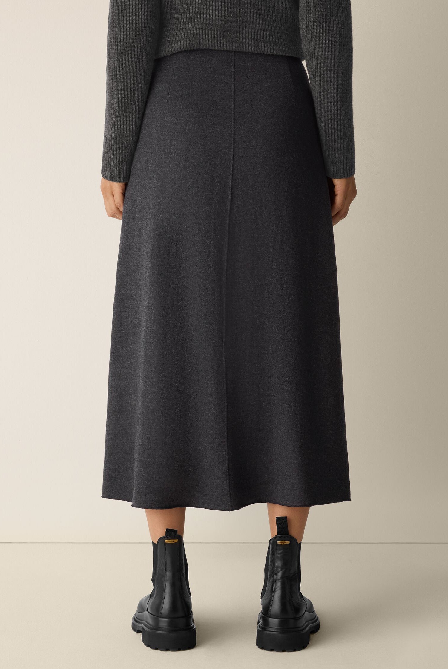 Eileen Fisher Women's Mélange Boiled Wool Jersey A-Line Skirt in Regenerative Wool