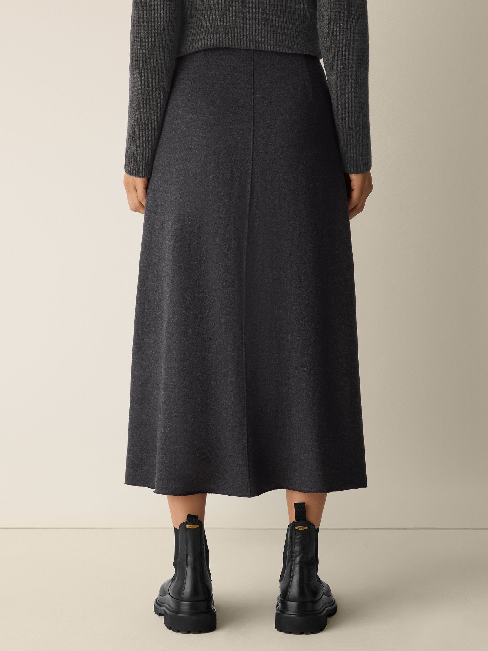 Eileen Fisher Women's Mélange Boiled Wool Jersey A-Line Skirt in Regenerative Wool