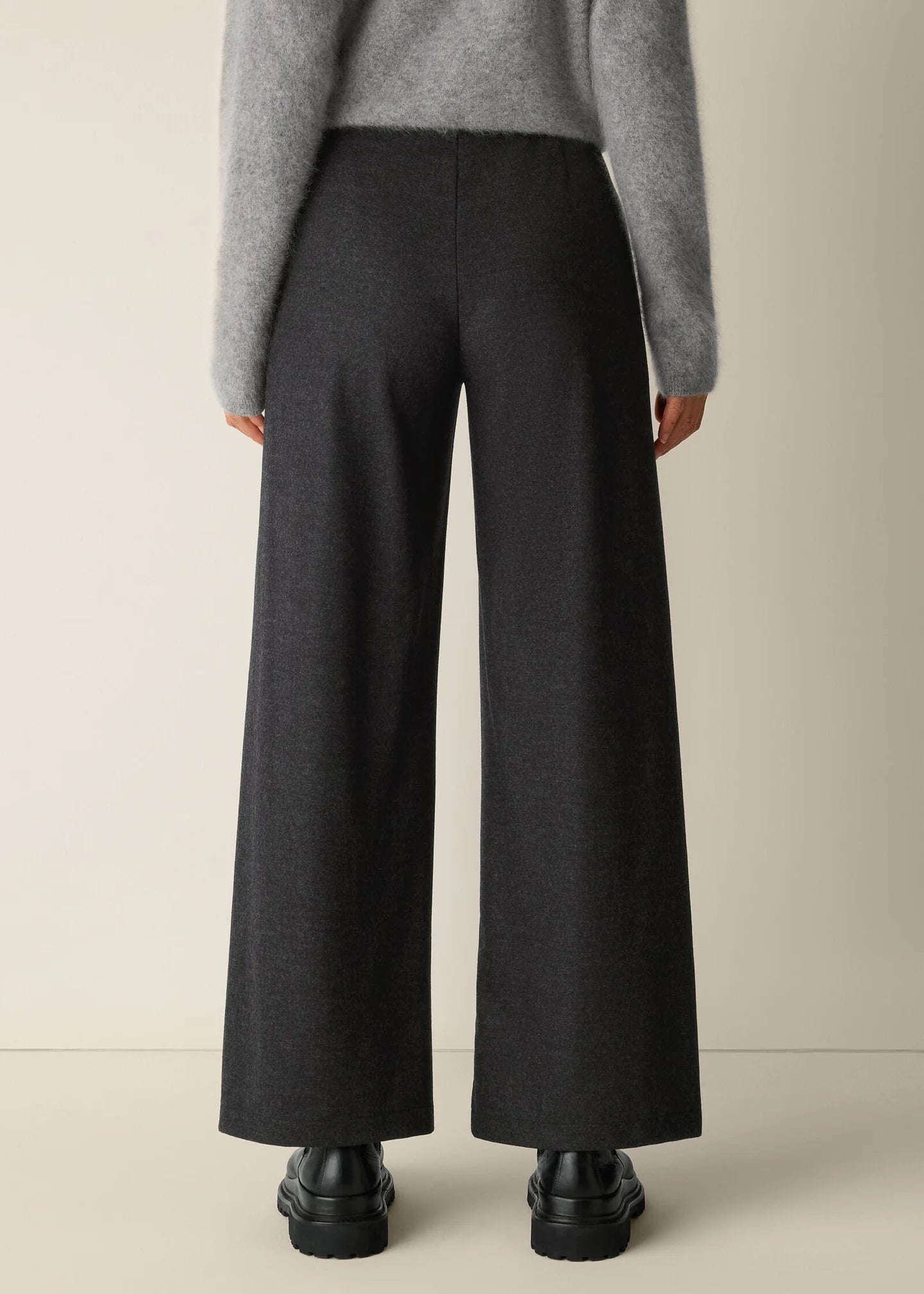 Eileen Fisher Women's Mélange Boiled Wool Jersey Wide-Leg Pant in Regenerative Wool