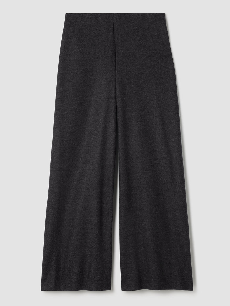 Eileen Fisher Women's Mélange Boiled Wool Jersey Wide-Leg Pant in Regenerative Wool
