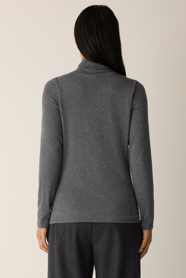 Eileen Fisher Women's Mélange Sheer Cotton Blend Knit Turtleneck Top