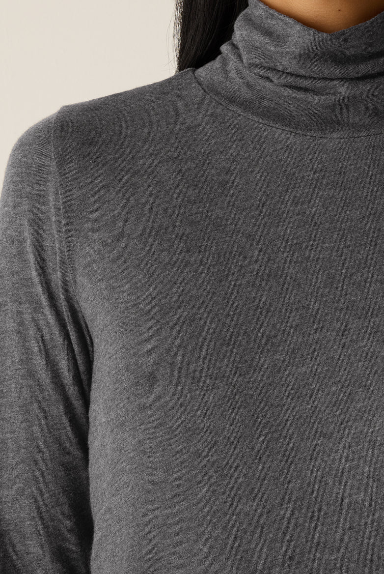 Eileen Fisher Women's Mélange Sheer Cotton Blend Knit Turtleneck Top