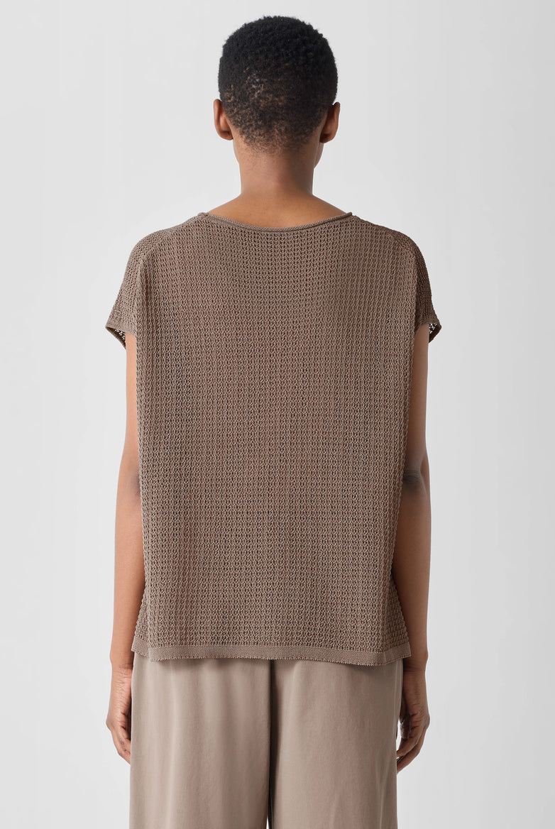 Eileen Fisher Women's Organic Cotton Cord Sheen Jewel Neck Top