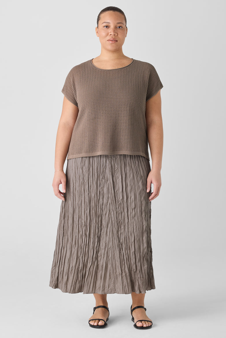 Eileen Fisher Women's Organic Cotton Cord Sheen Jewel Neck Top