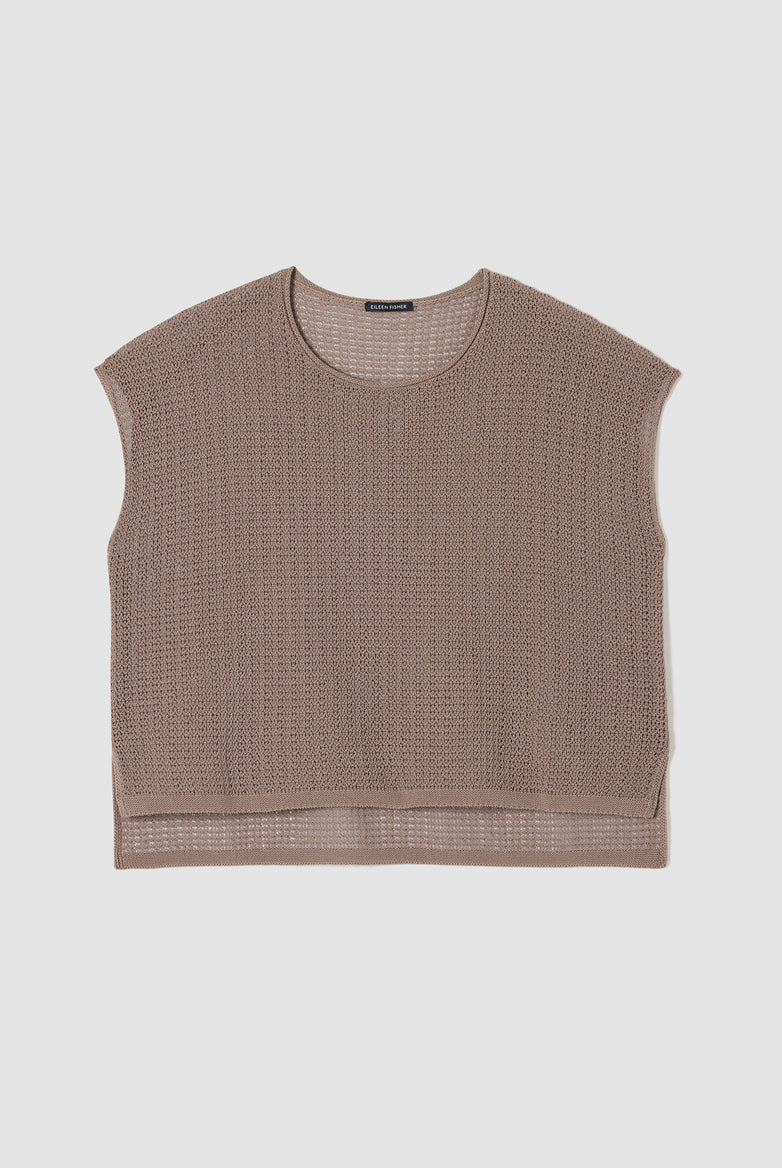 Eileen Fisher Women's Organic Cotton Cord Sheen Jewel Neck Top