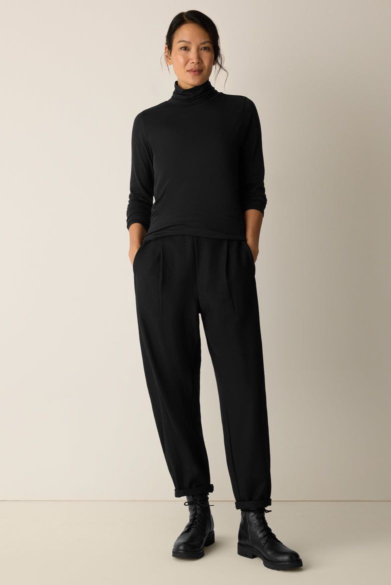 Eileen Fisher Women's Sheer Cotton Blend Knit Turtleneck Top