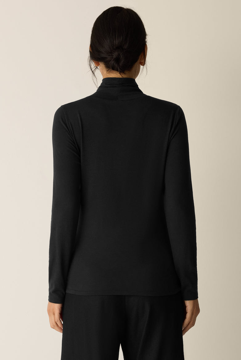 Eileen Fisher Women's Sheer Cotton Blend Knit Turtleneck Top