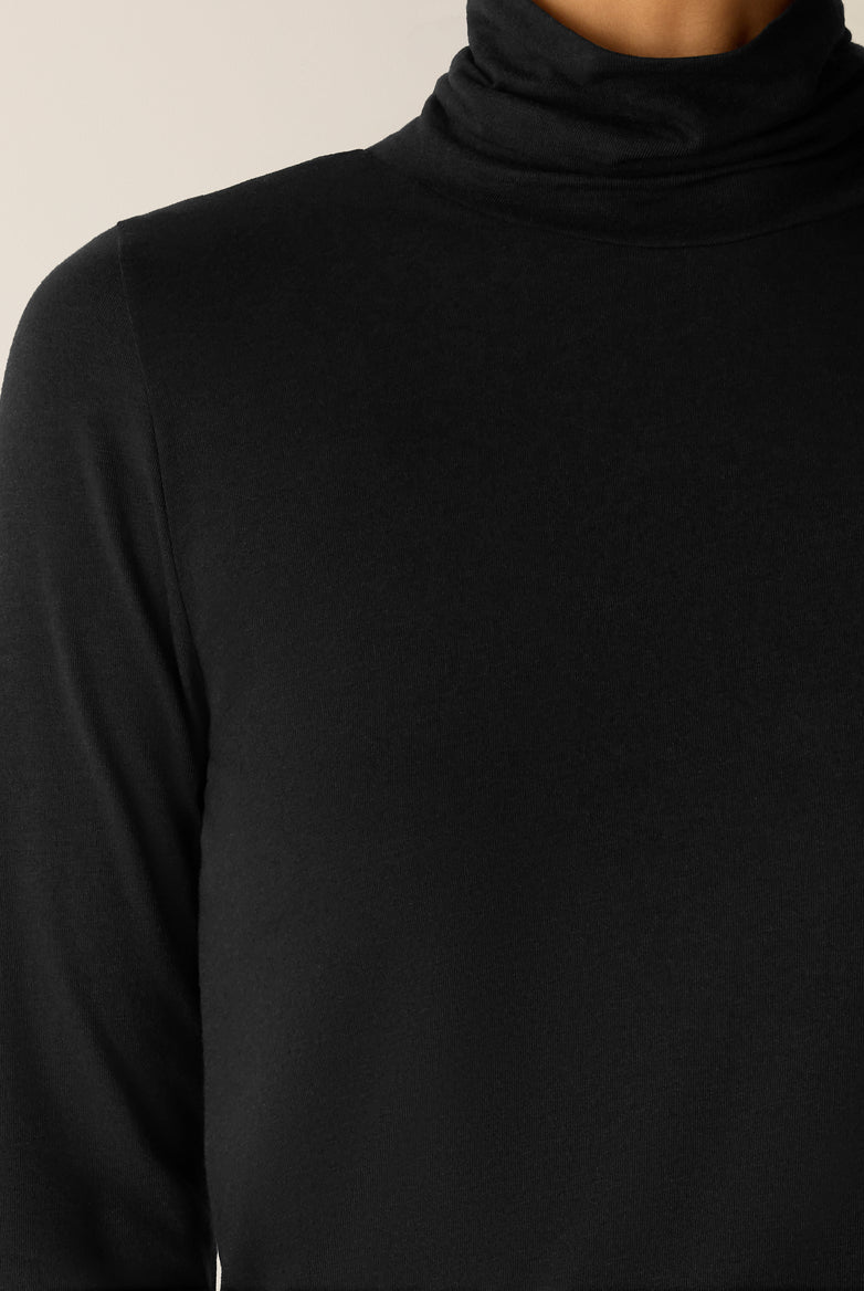 Eileen Fisher Women's Sheer Cotton Blend Knit Turtleneck Top