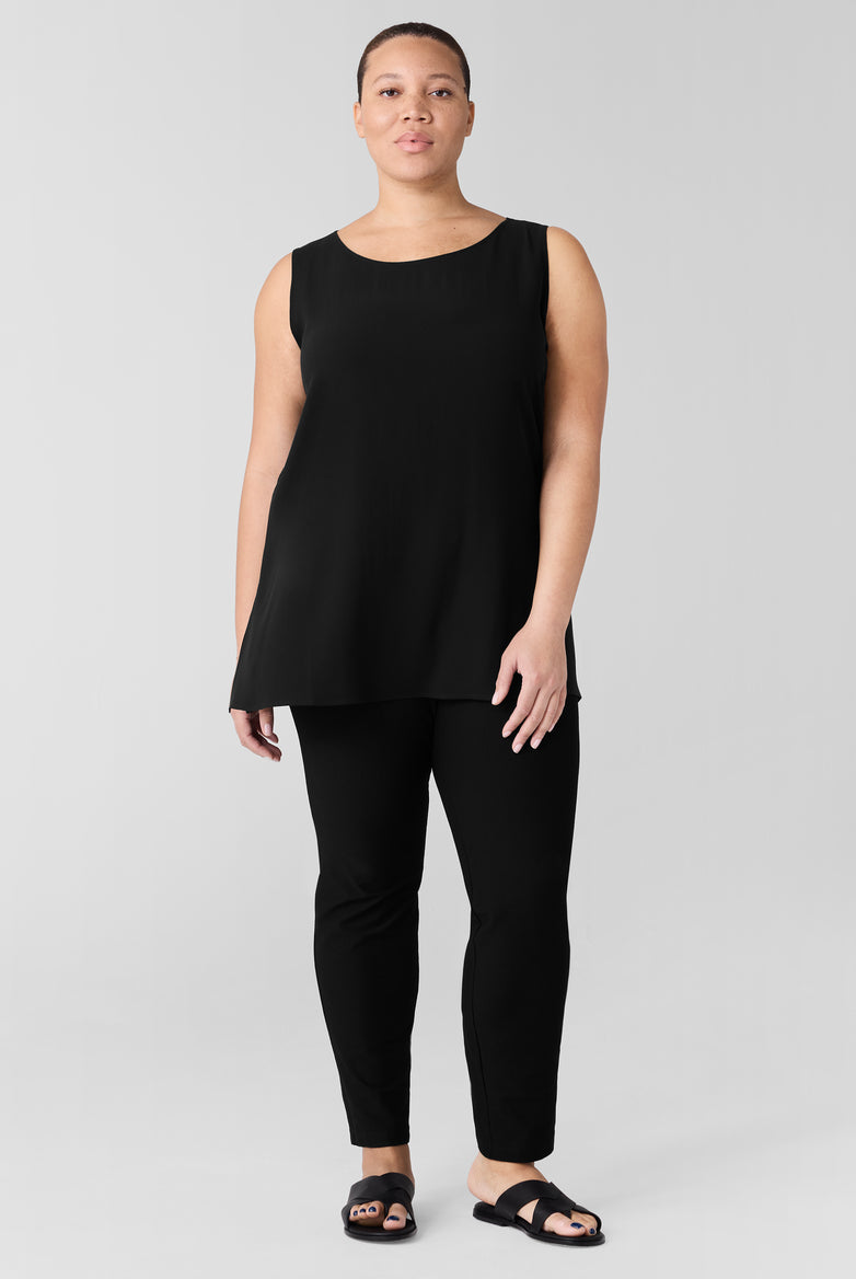 Eileen Fisher Women's Silk Georgette Crepe Ballet Neck Long Tank