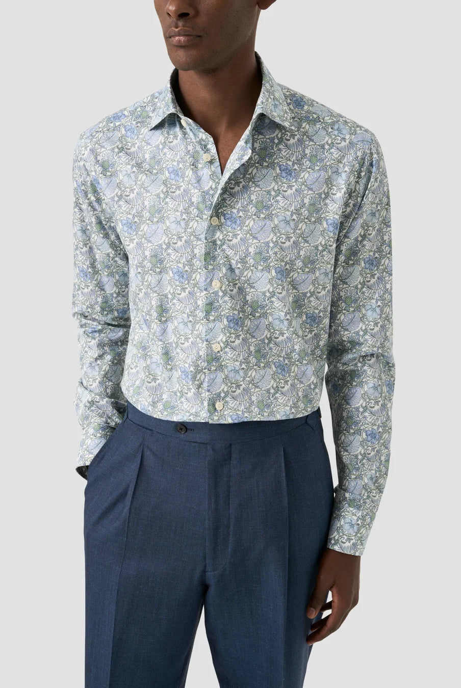 Eton Men's Floral Print Signature Twill Shirt
