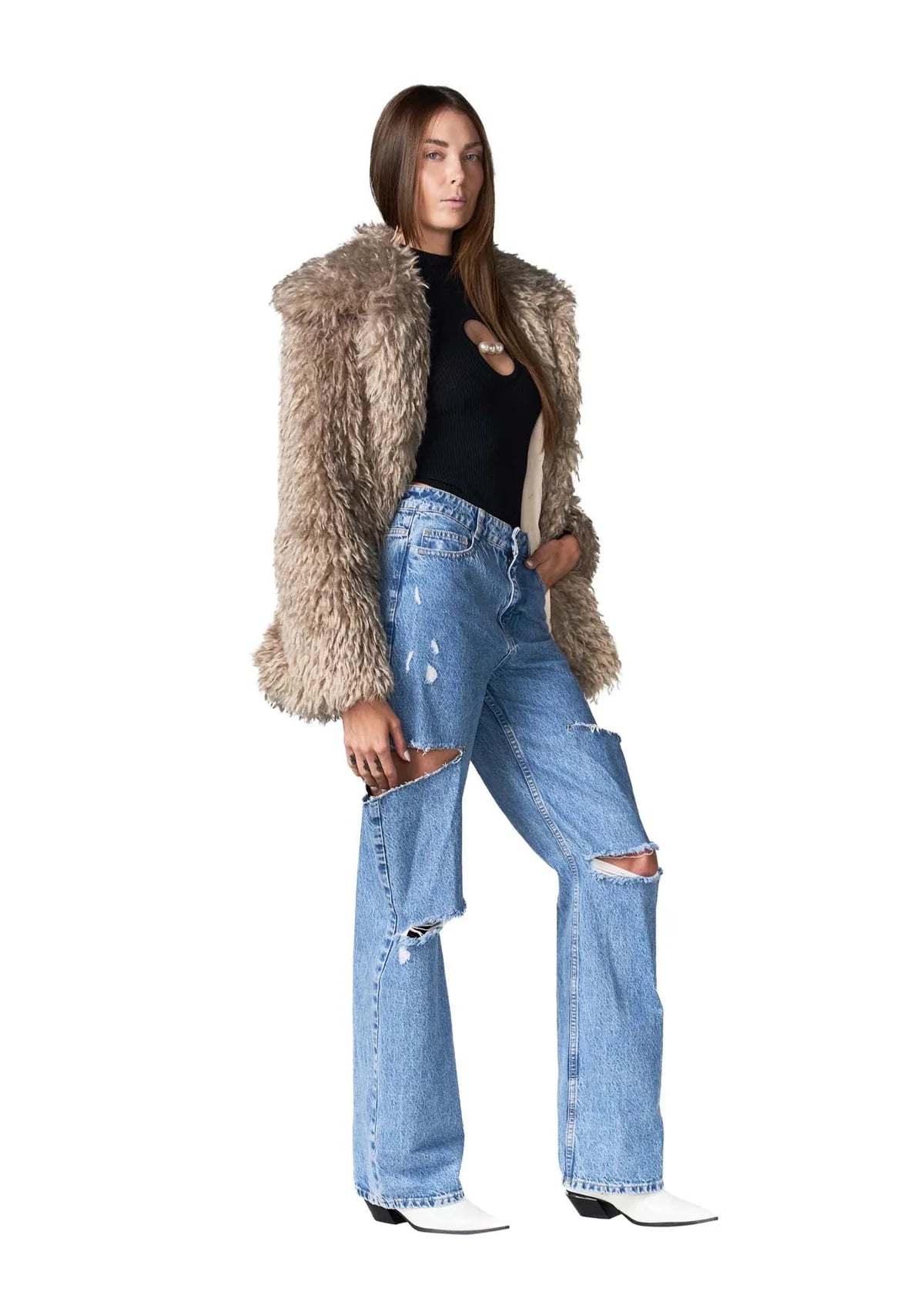 Freed Women's The Zoe Animal-Free Mongolian Fur Coat