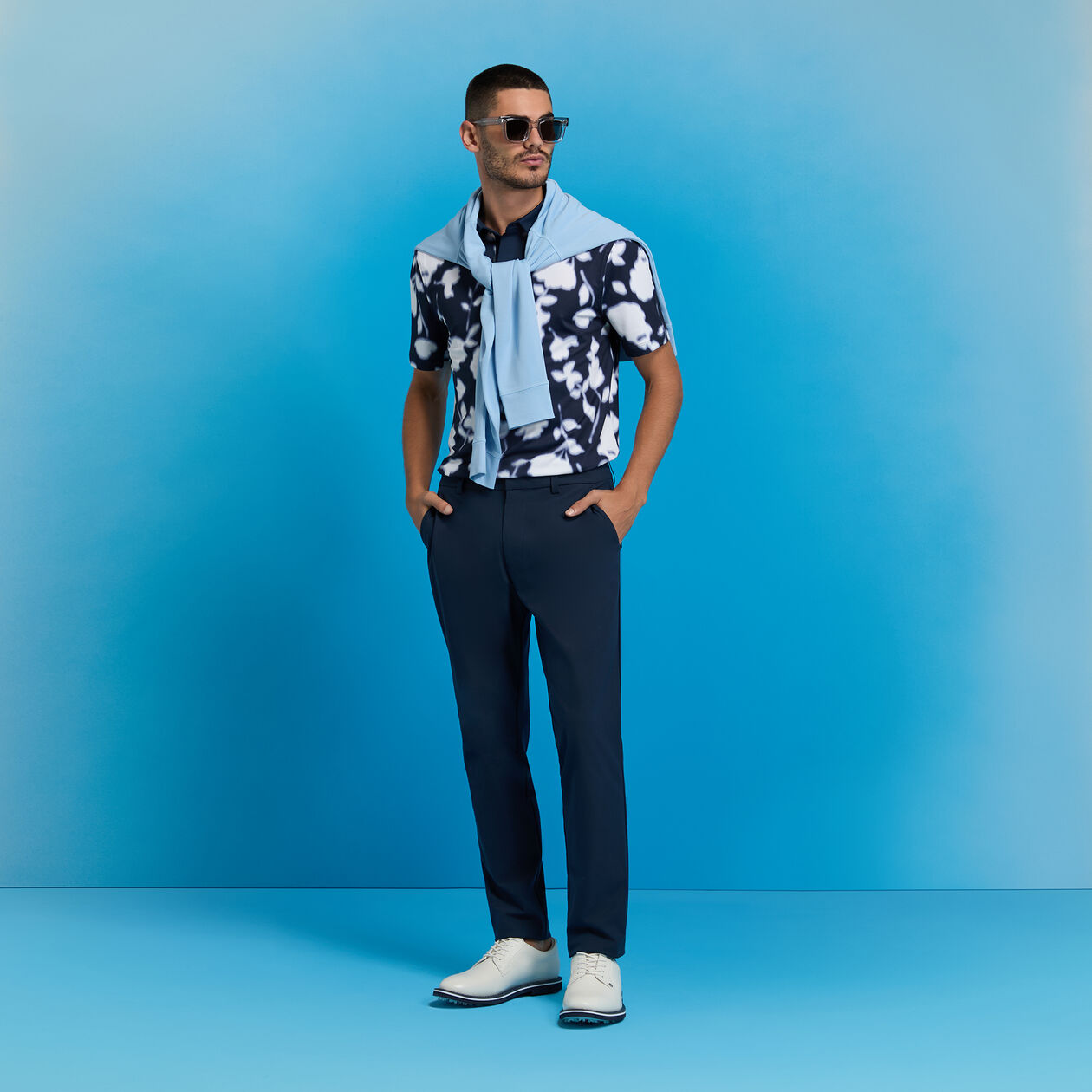 G Fore Men's Blur Floral Tech Jersey Polo
