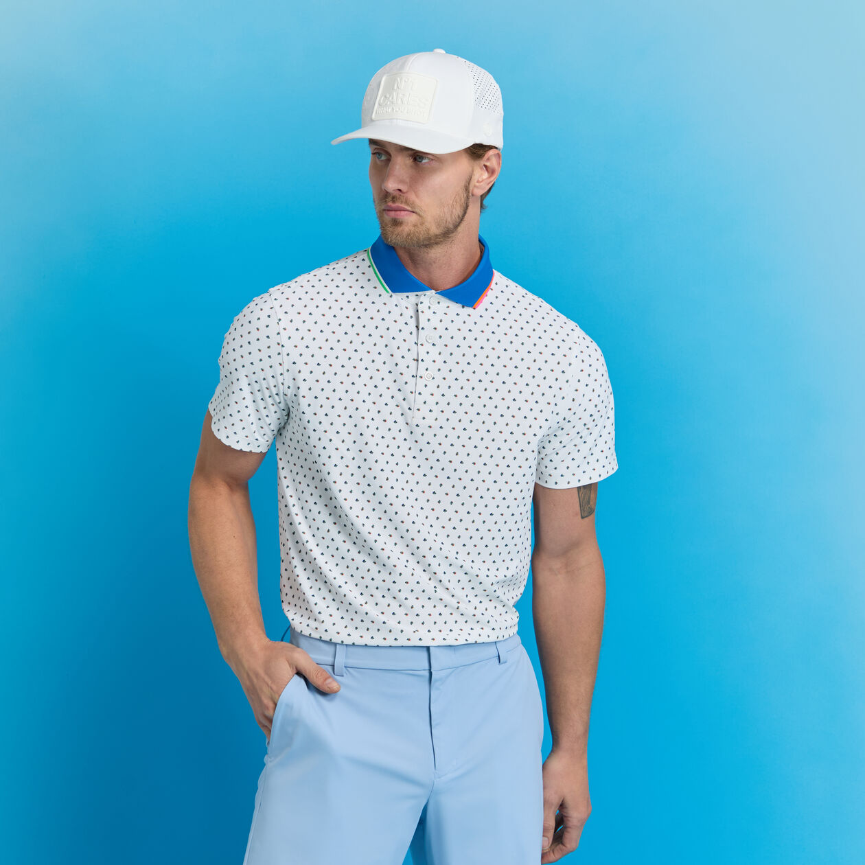 G Fore Men's Ditsy Foral Tech Jersey Polo