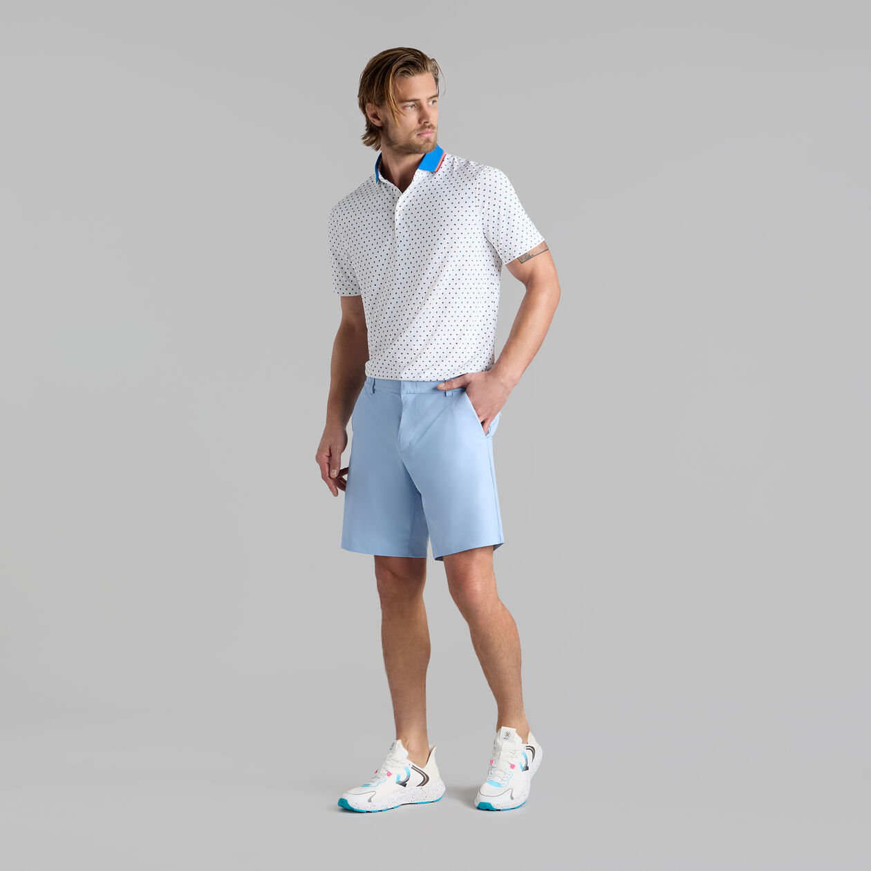 G Fore Men's Ditsy Foral Tech Jersey Polo