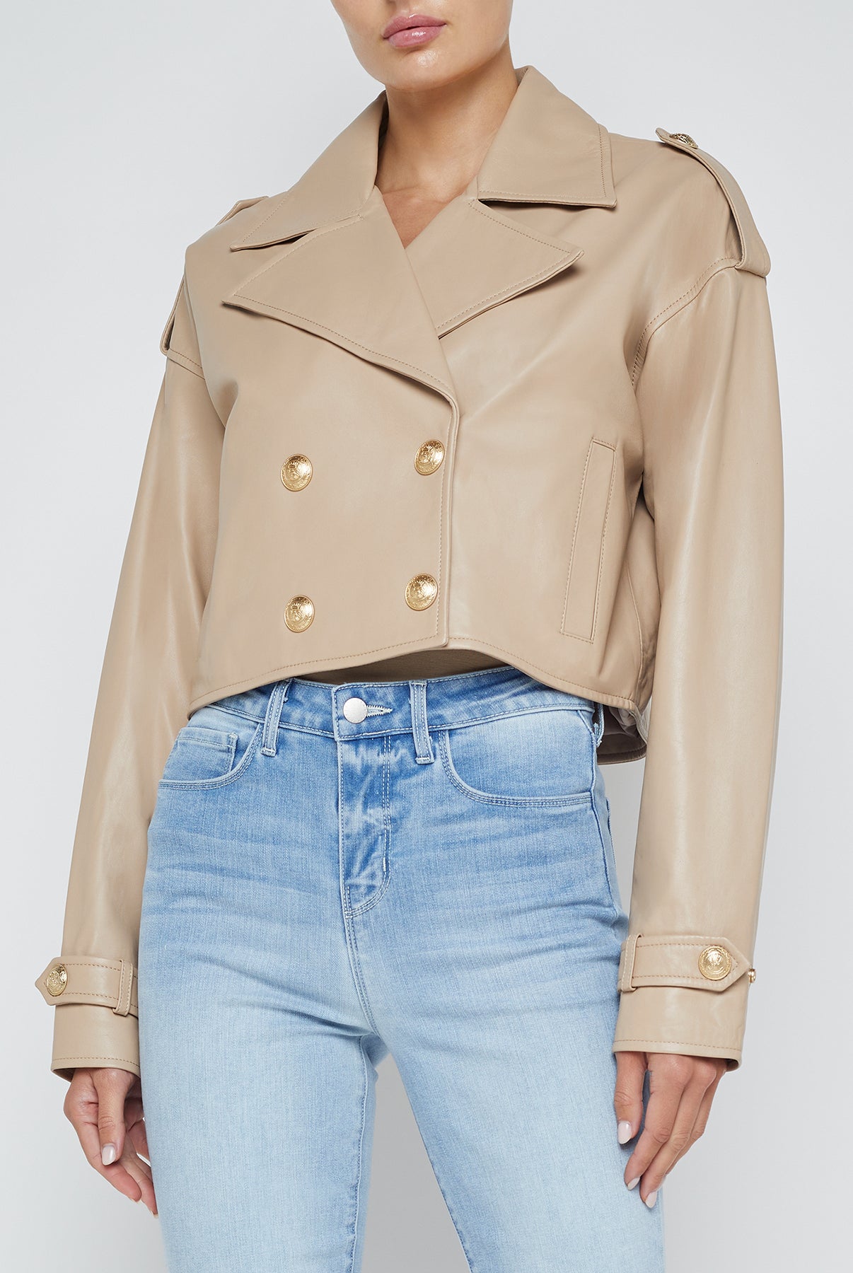 L'Agence Women's Kento Cropped Leather Trench