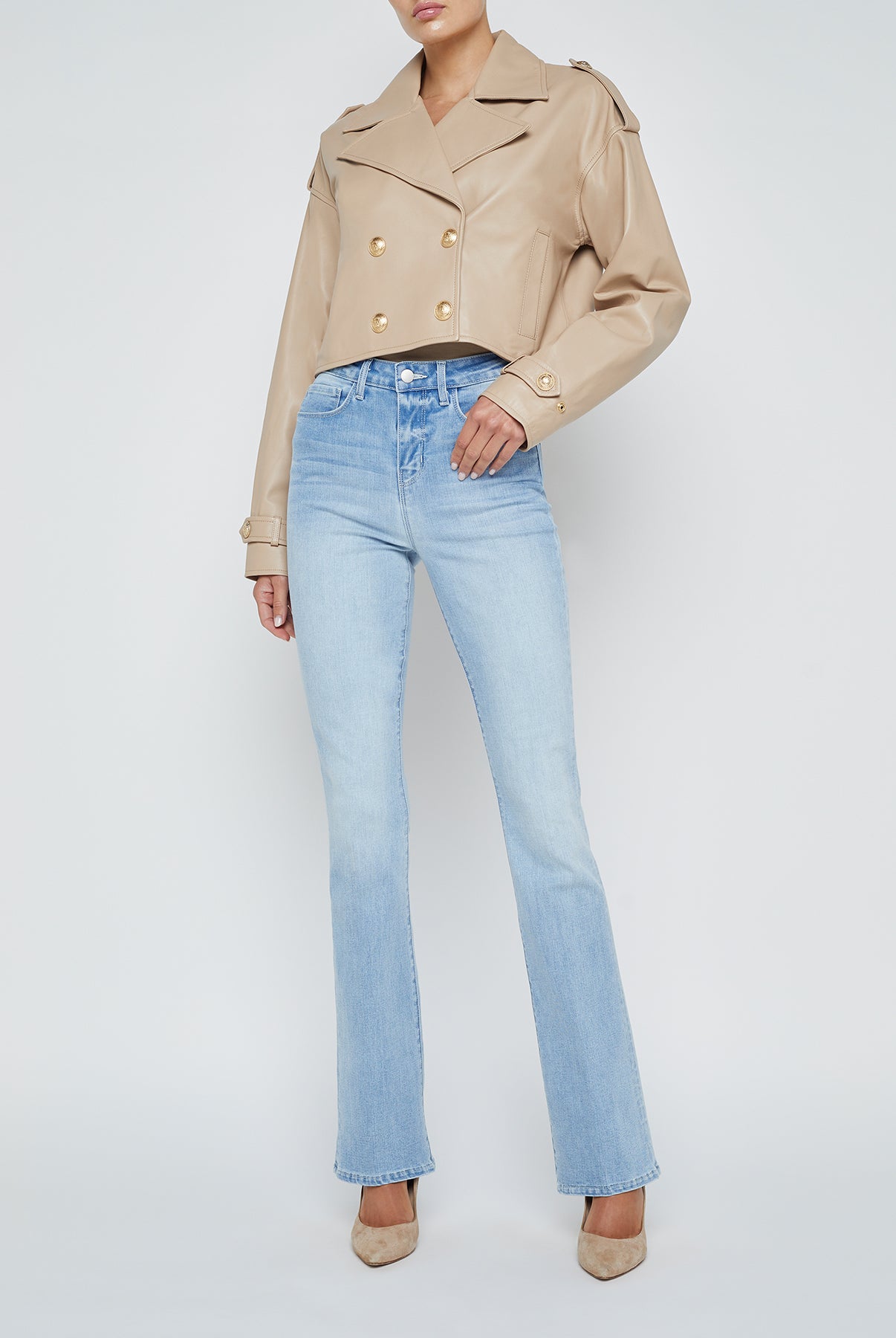 L'Agence Women's Kento Cropped Leather Trench