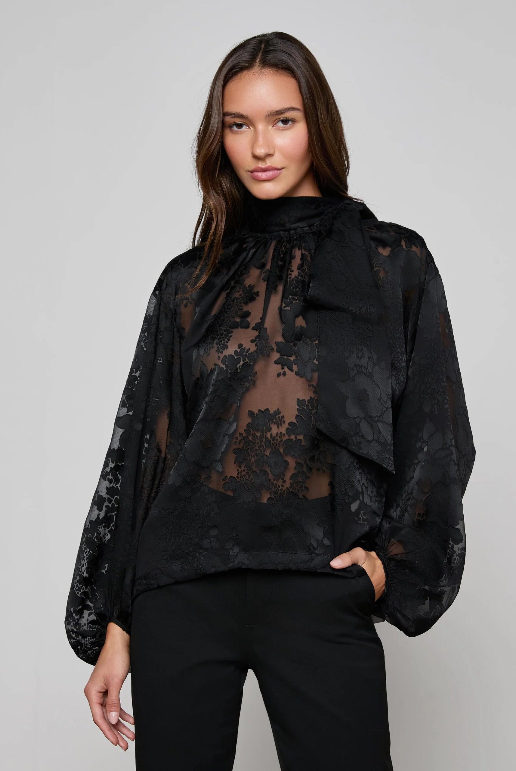 L'Agence Women's Rhett Burnout Satin Blouse