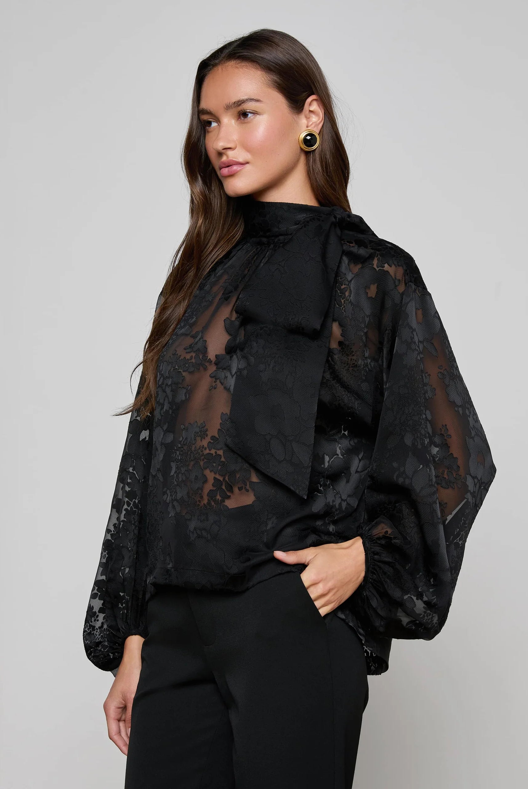 L'Agence Women's Rhett Burnout Satin Blouse