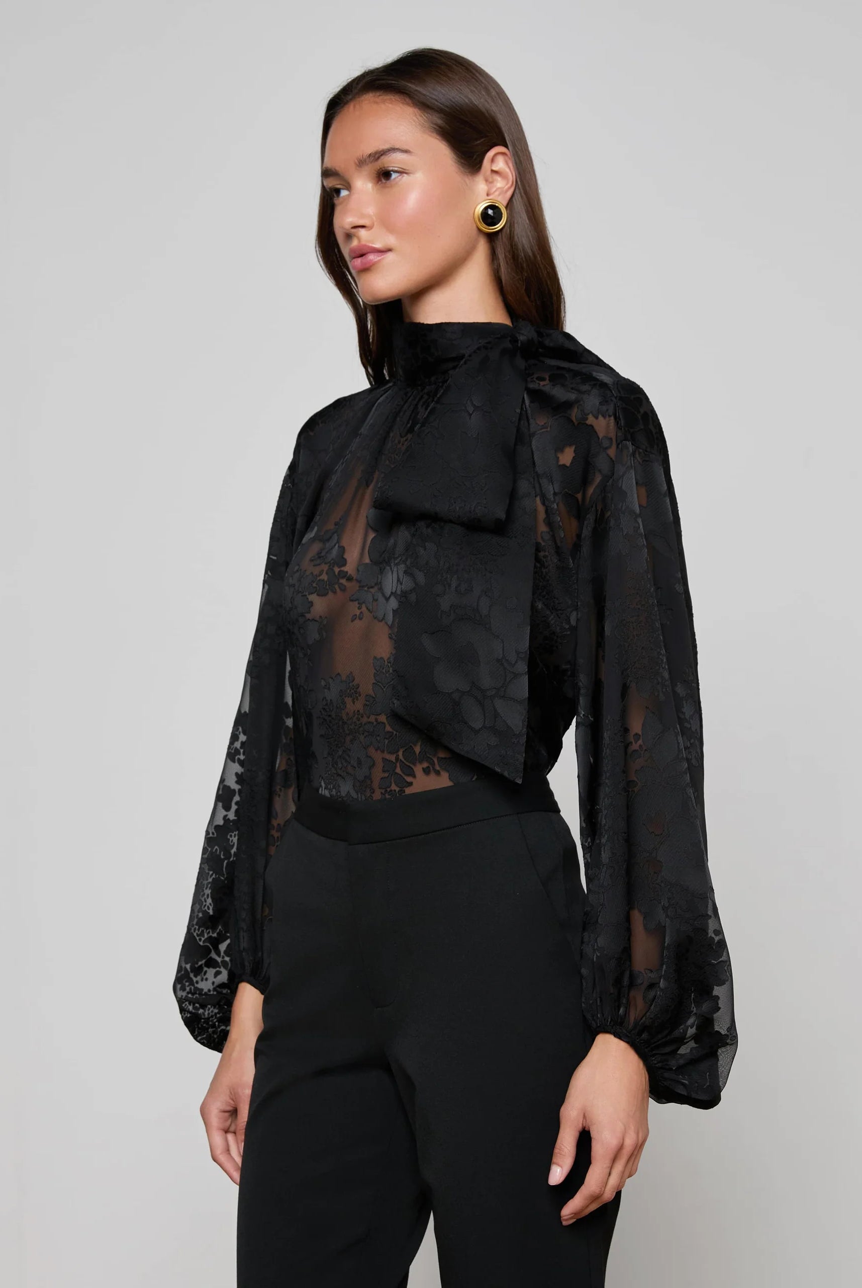 L'Agence Women's Rhett Burnout Satin Blouse