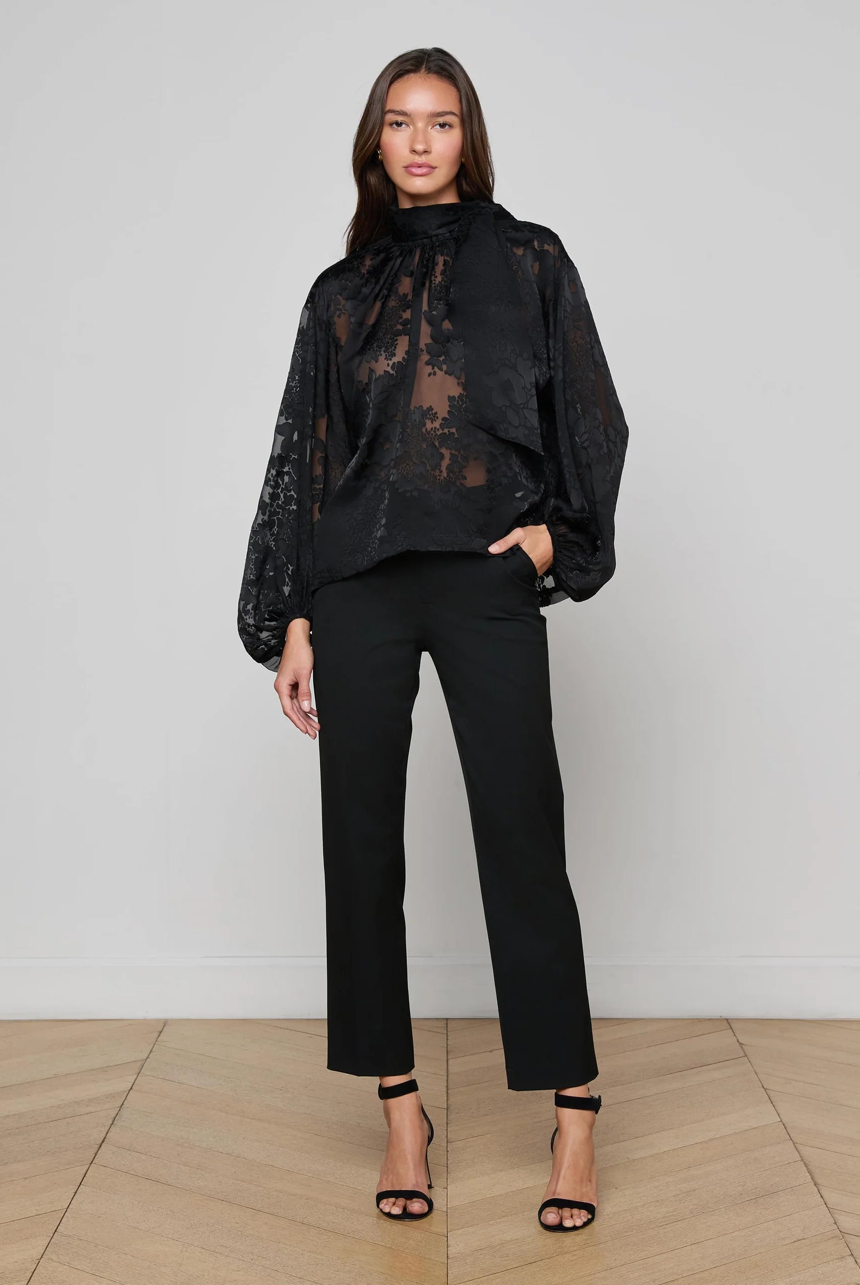 L'Agence Women's Rhett Burnout Satin Blouse