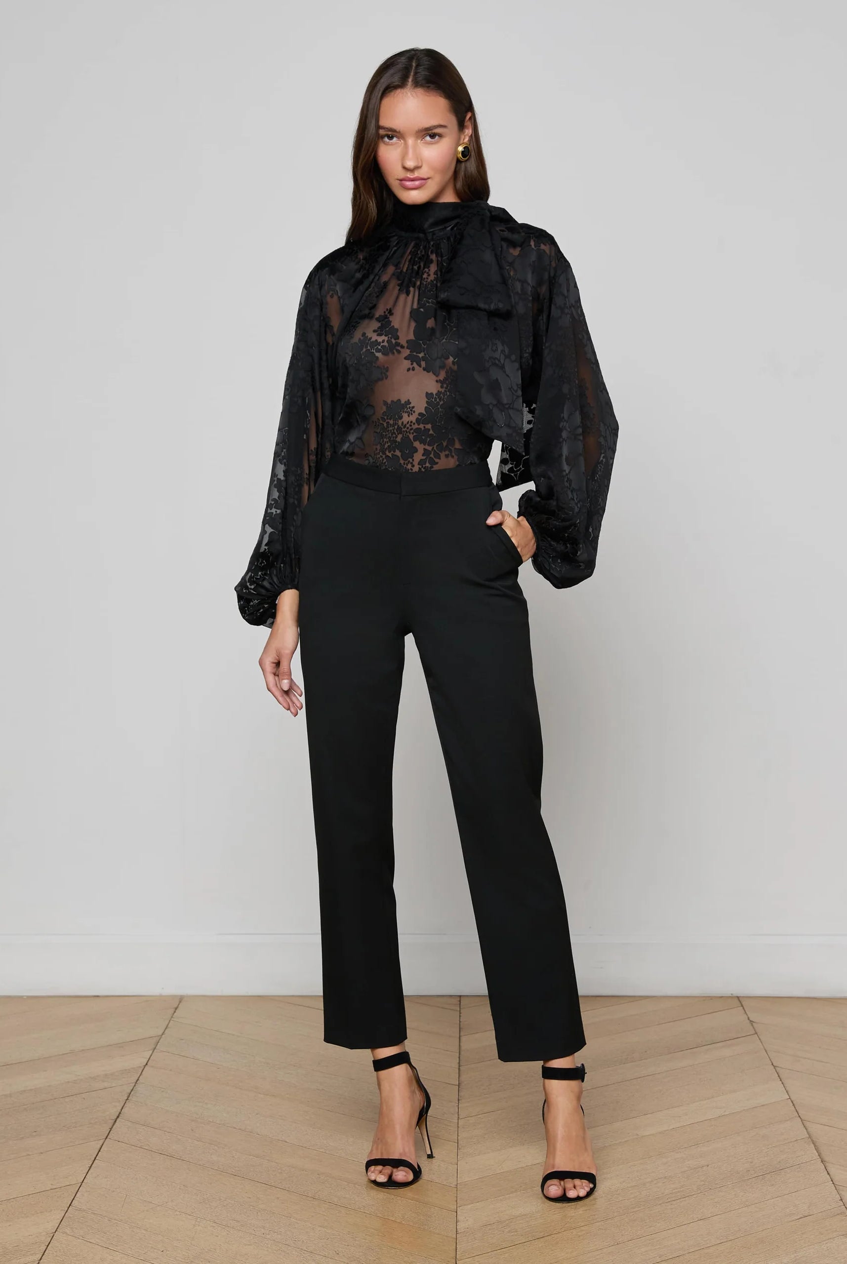 L'Agence Women's Rhett Burnout Satin Blouse