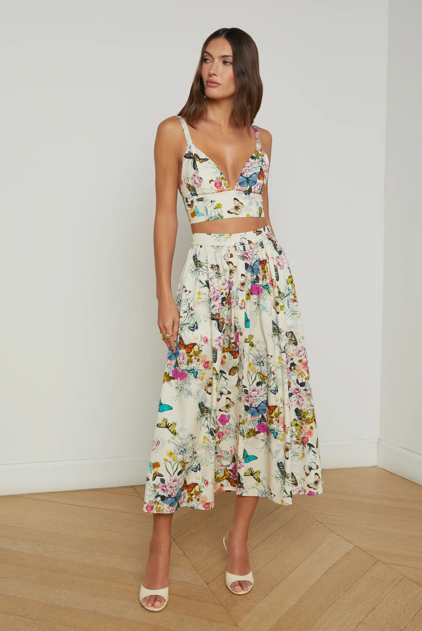 L'Agence Women's Seina Poplin Midi Skirt