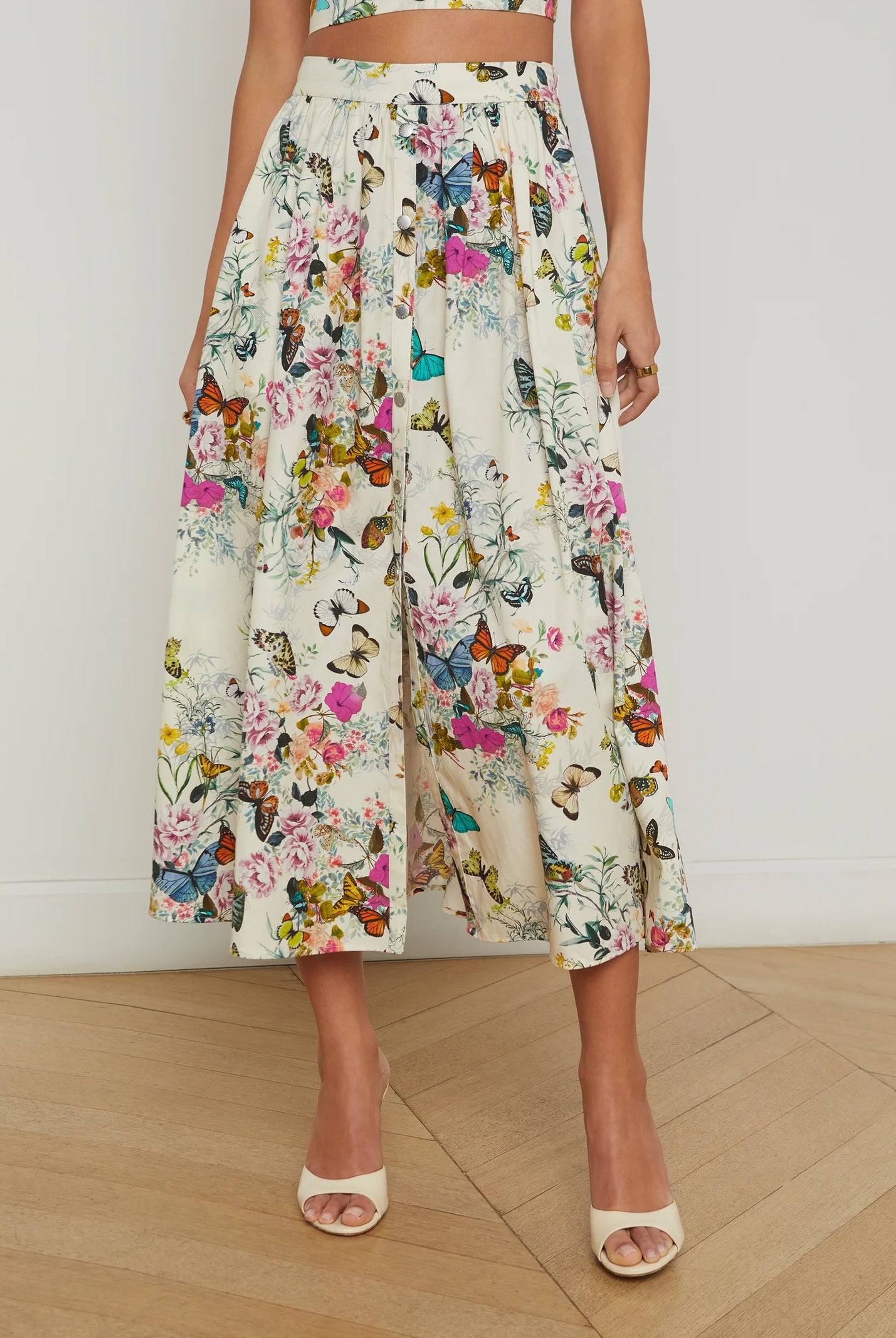 L'Agence Women's Seina Poplin Midi Skirt