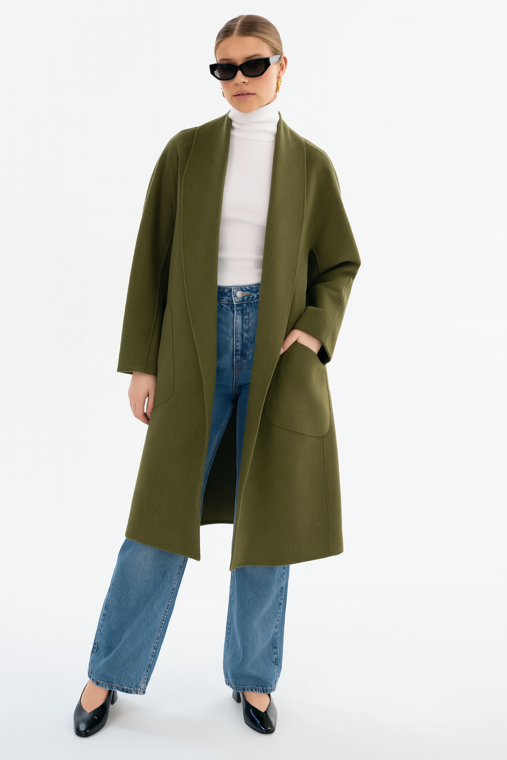 Lamarque Women's Thara Shawl Collar Wool Coat