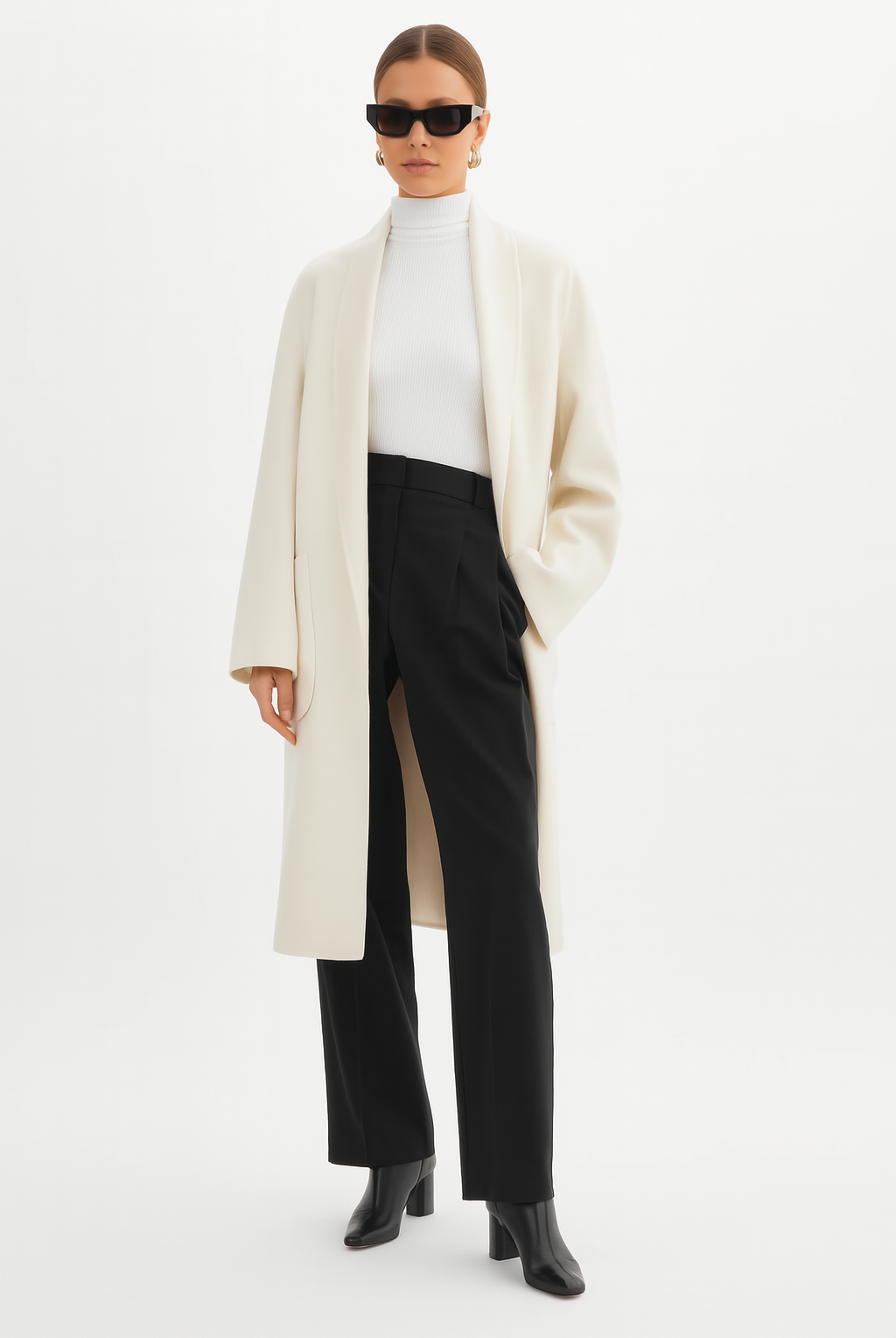 Lamarque Women's Thara Shawl Collar Wool Coat