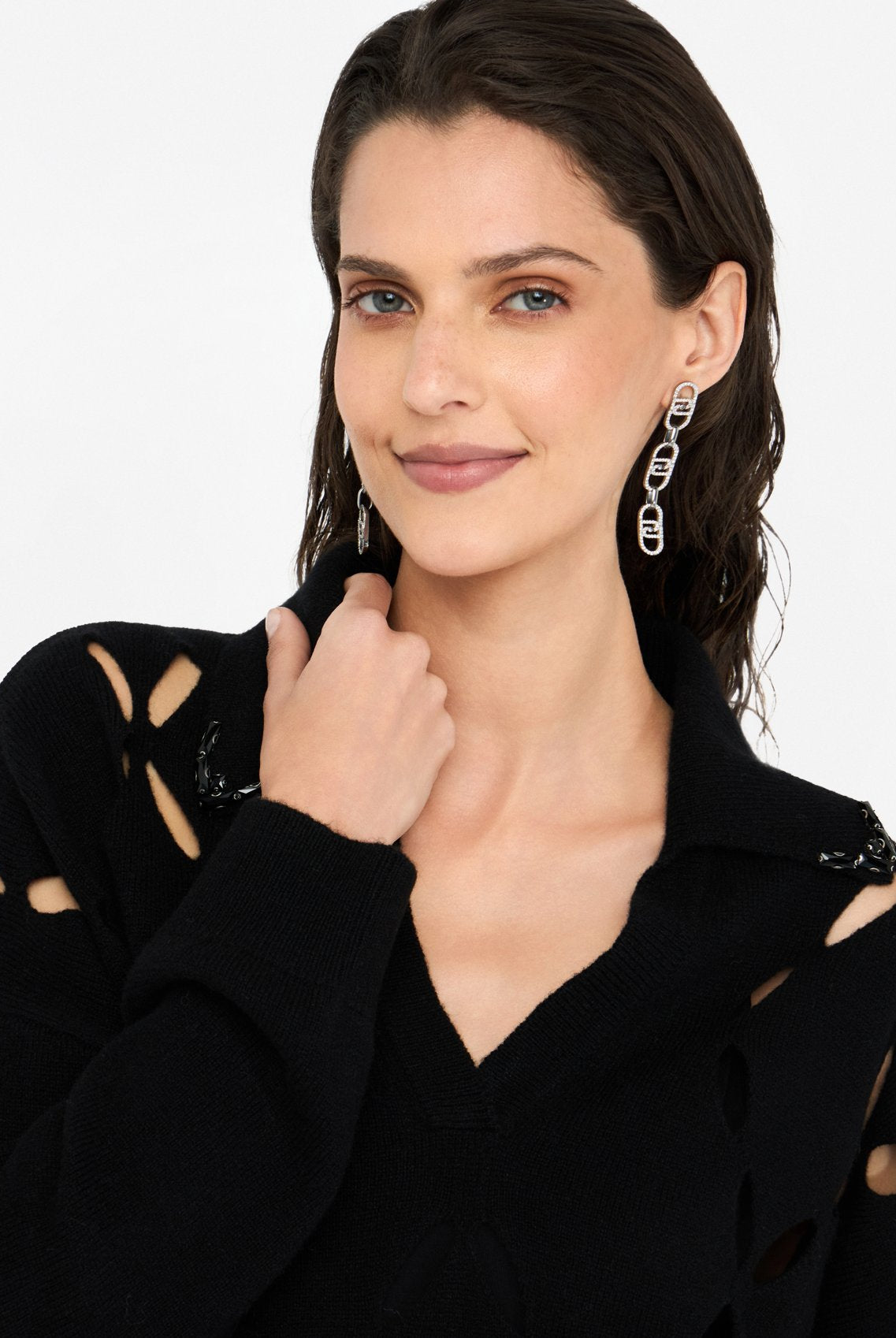 Liu Jo Women's 100% Wool Jumper with Bejewelled Embroidery