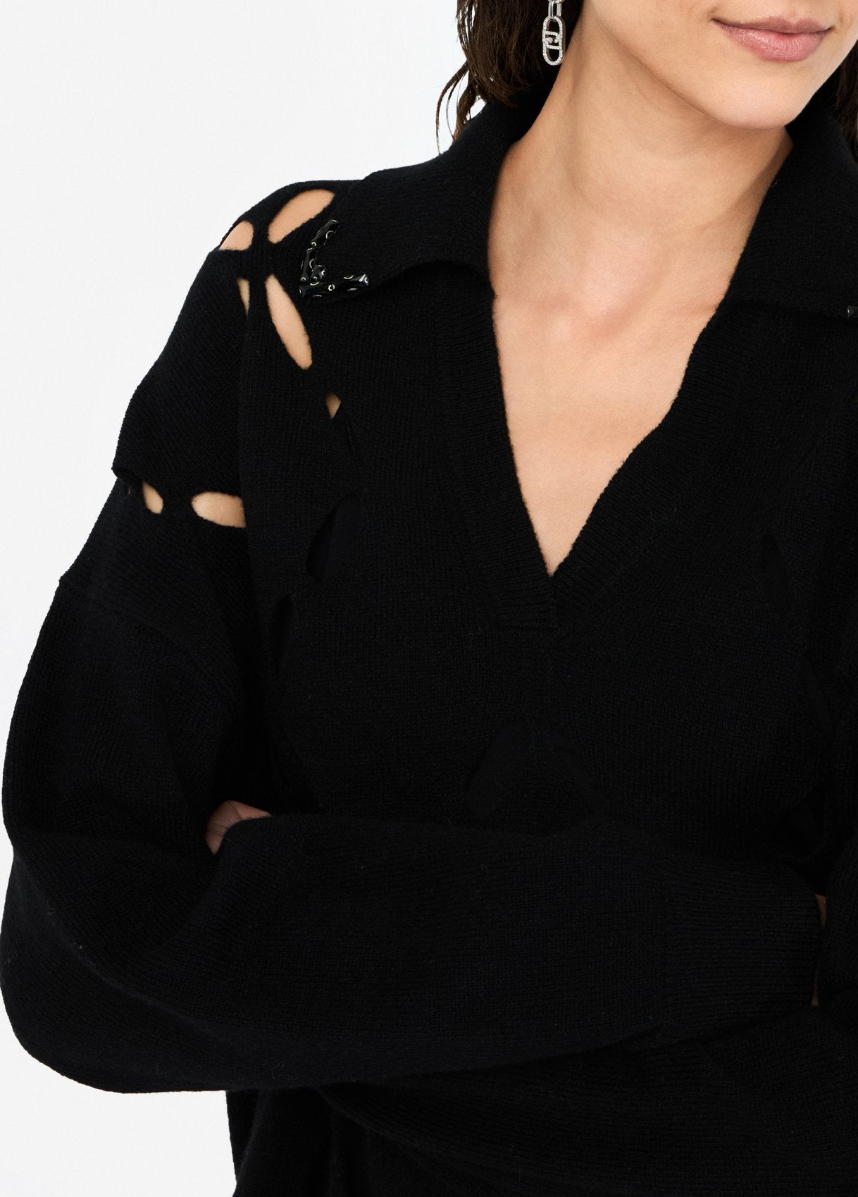 Liu Jo Women's 100% Wool Jumper with Bejewelled Embroidery