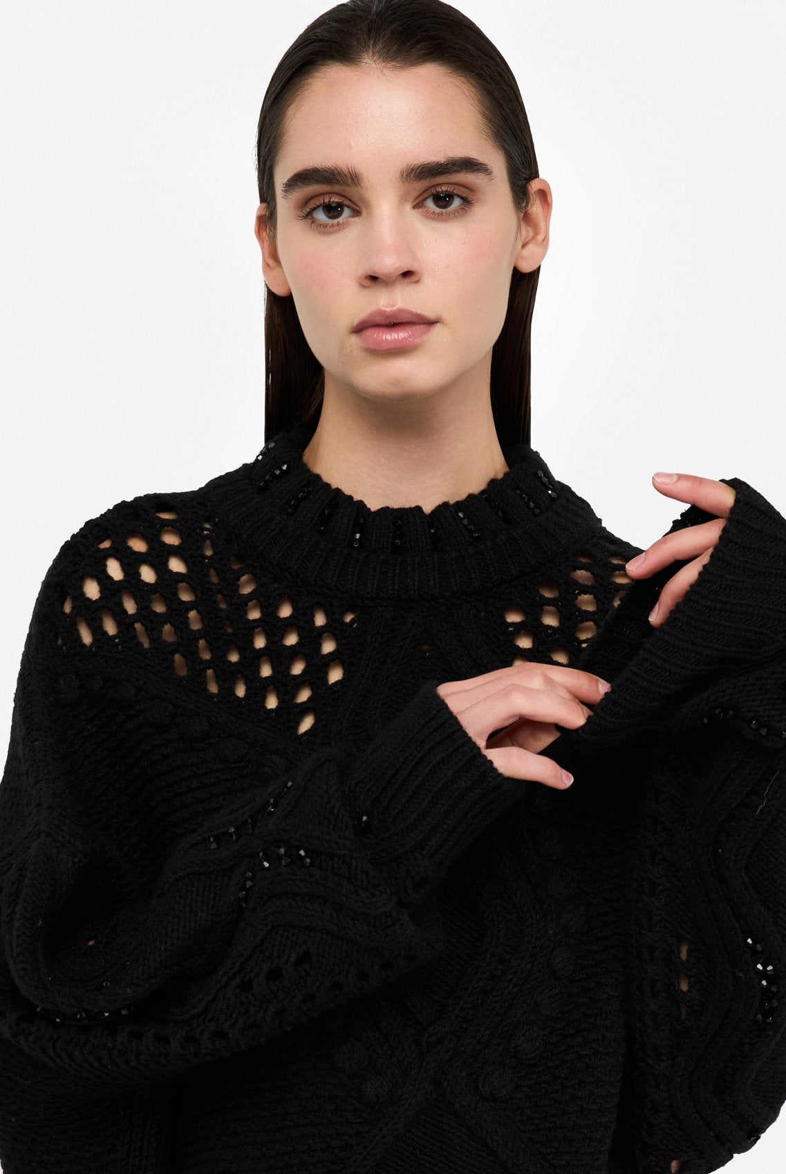 Liu Jo Women's Wool Sweater With Openwork Detailing