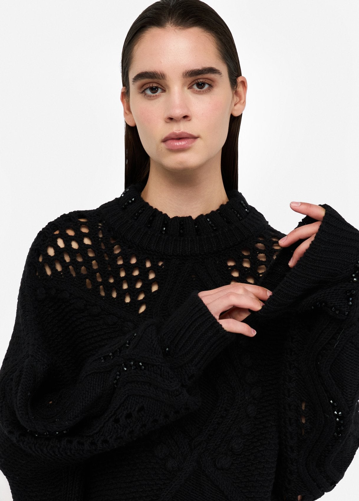 Liu Jo Women's Wool Sweater With Openwork Detailing
