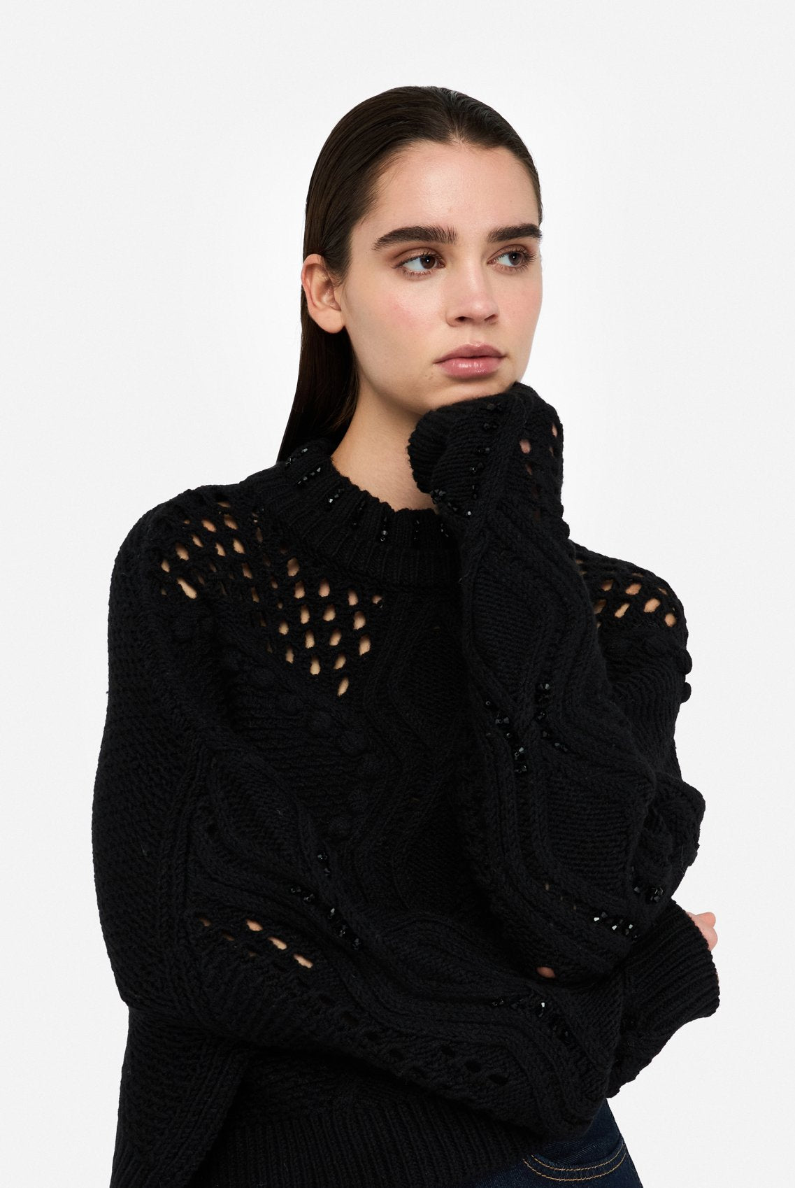 Liu Jo Women's Wool Sweater With Openwork Detailing