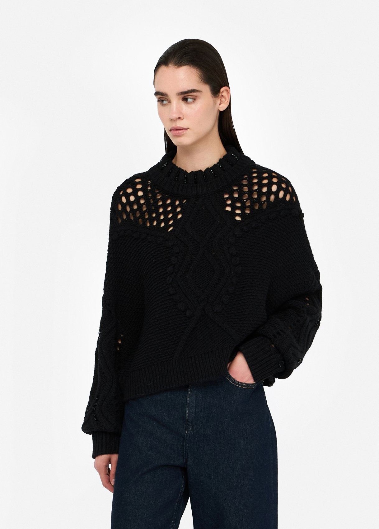 Liu Jo Women's Wool Sweater With Openwork Detailing