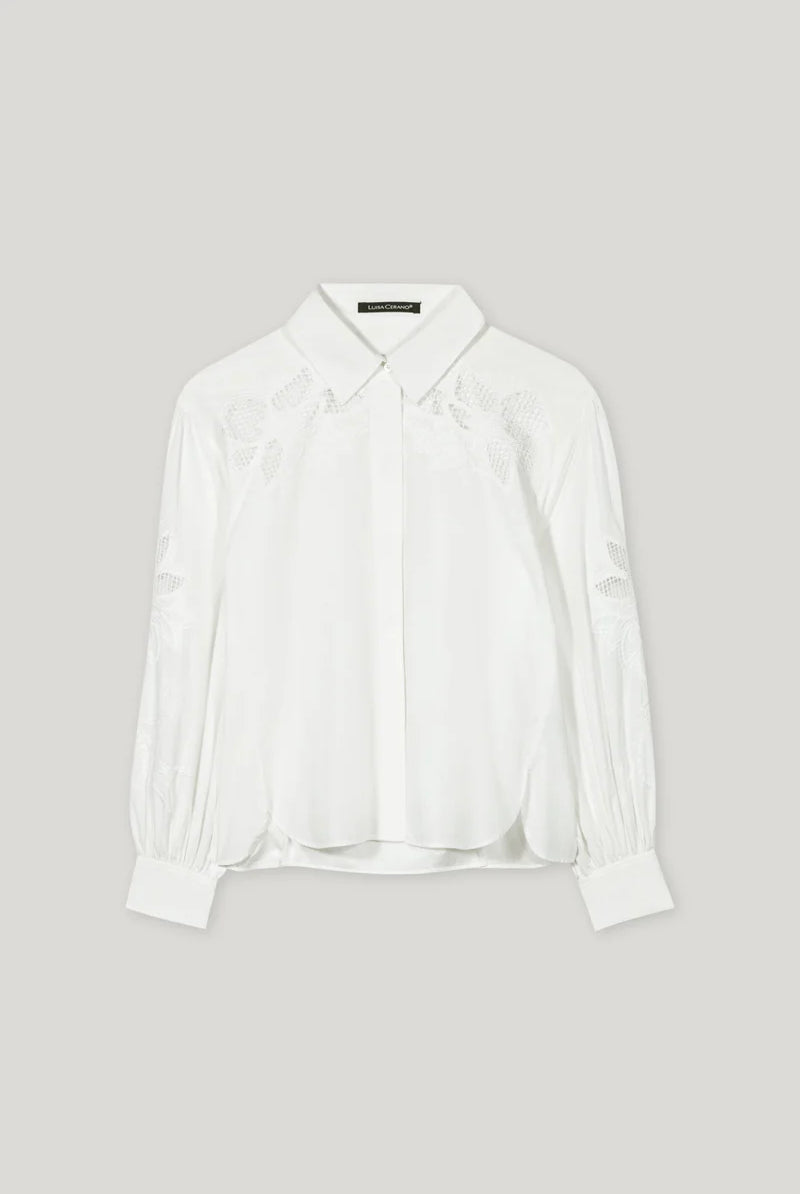 Luisa Cerano Women's Long-Sleeved Blouse with Embroidery