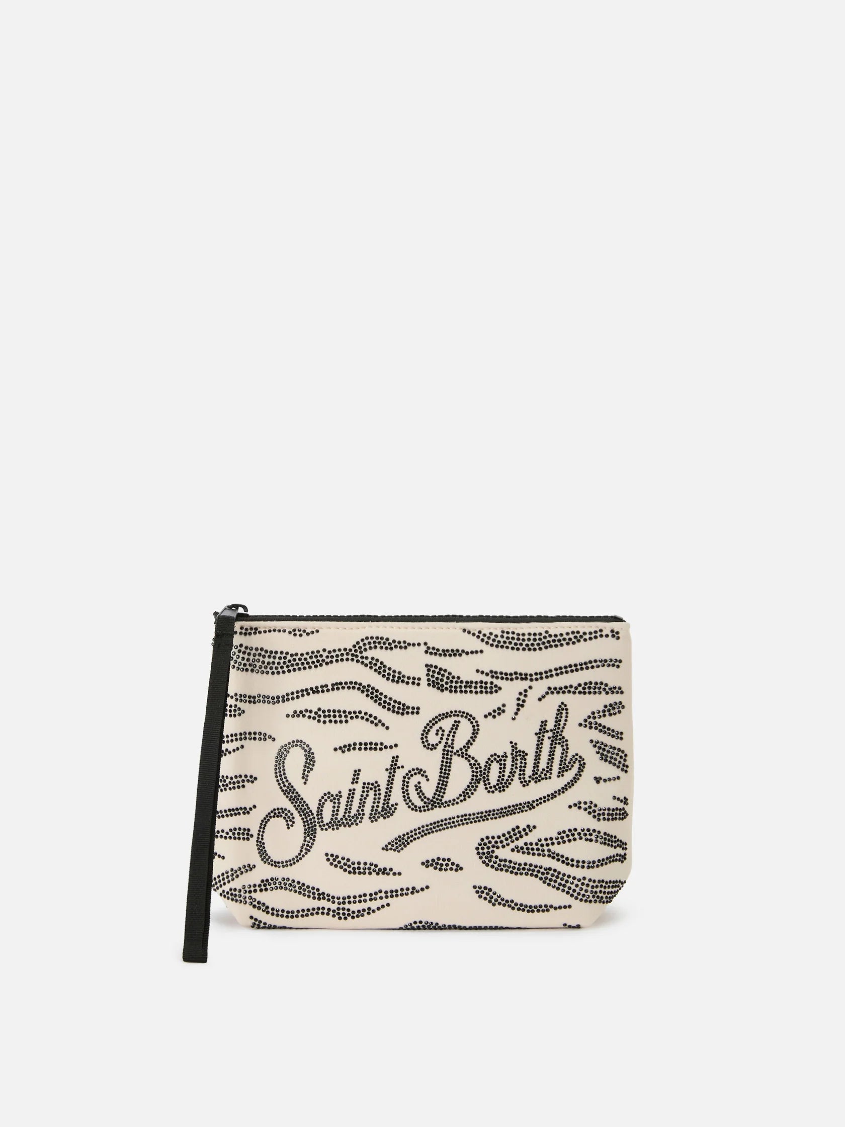 MC2 Saint Barth Women's Scuba Pouch with Zebra print and Applied Rhinestones