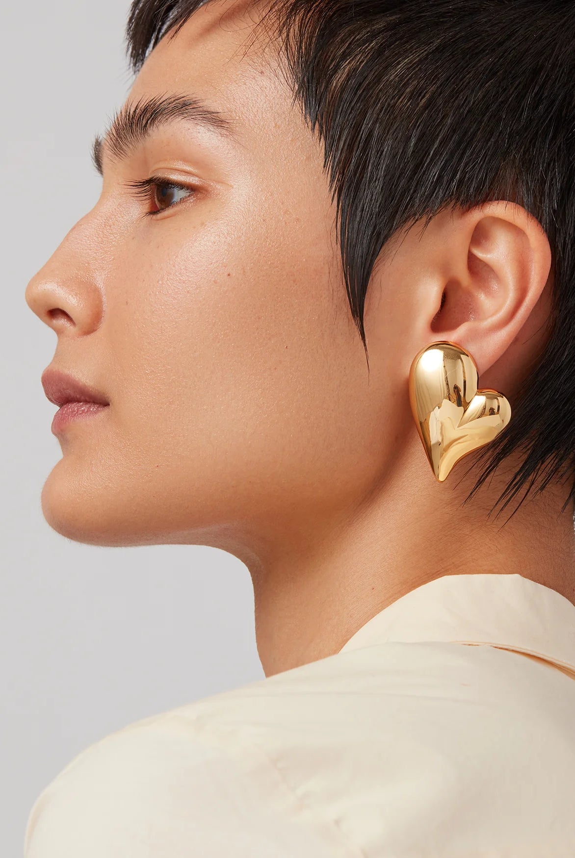 Jenny Bird Women's Mega Art Heart Button Earrings