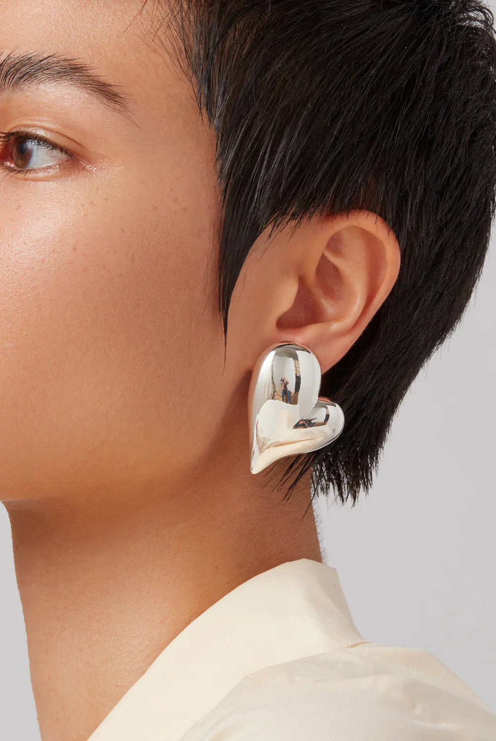 Jenny Bird Women's Mega Art Heart Button Earrings