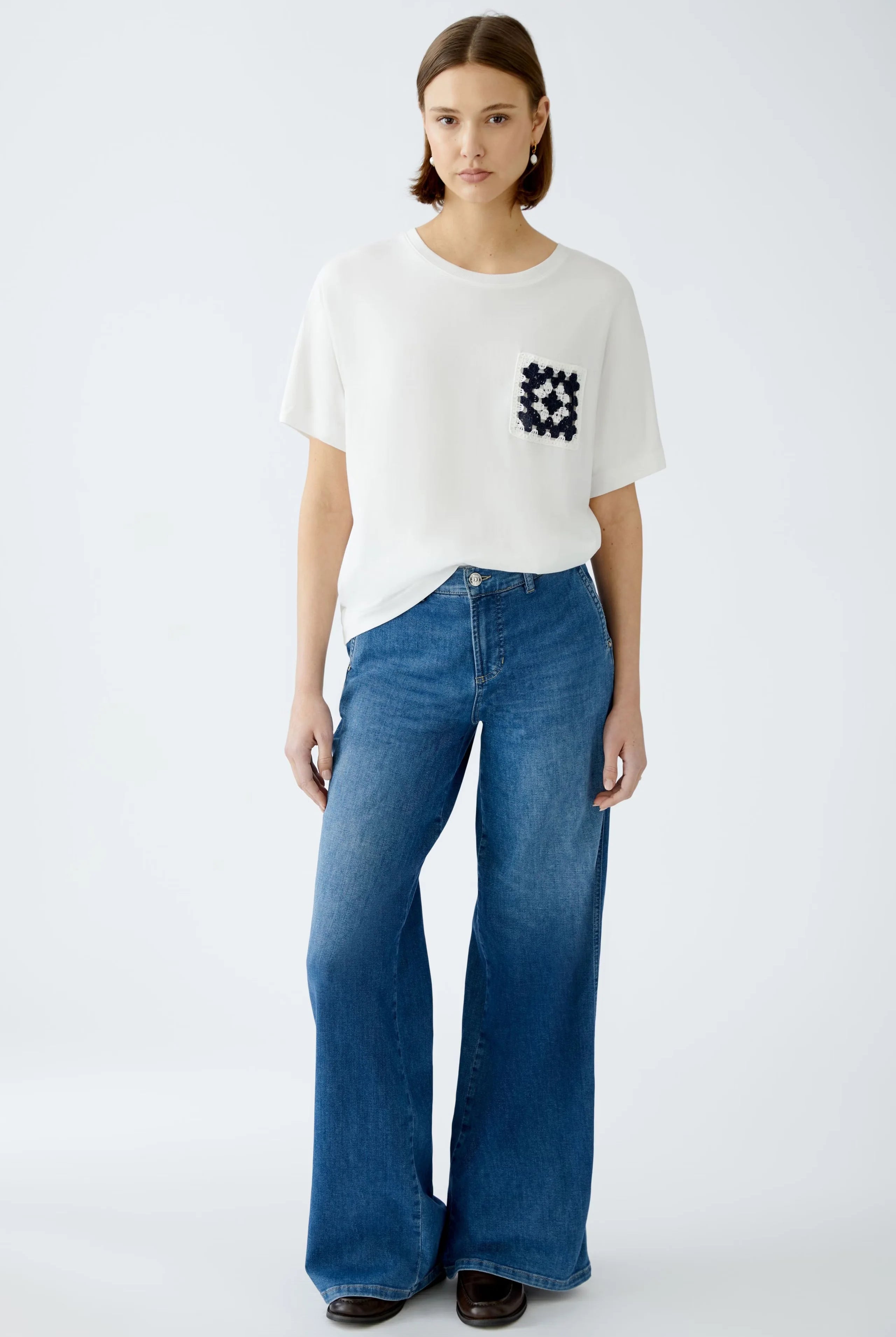 Oui Women's Crochet Pocket T-Shirt