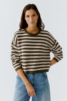 Oui Women's Striped Knit Pullover Sweater