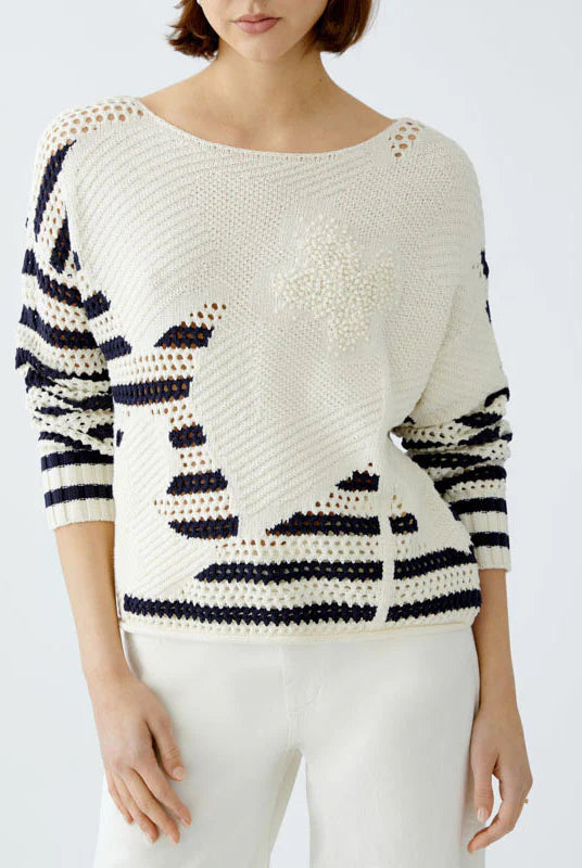 Oui Women's Striped Knit Sweater