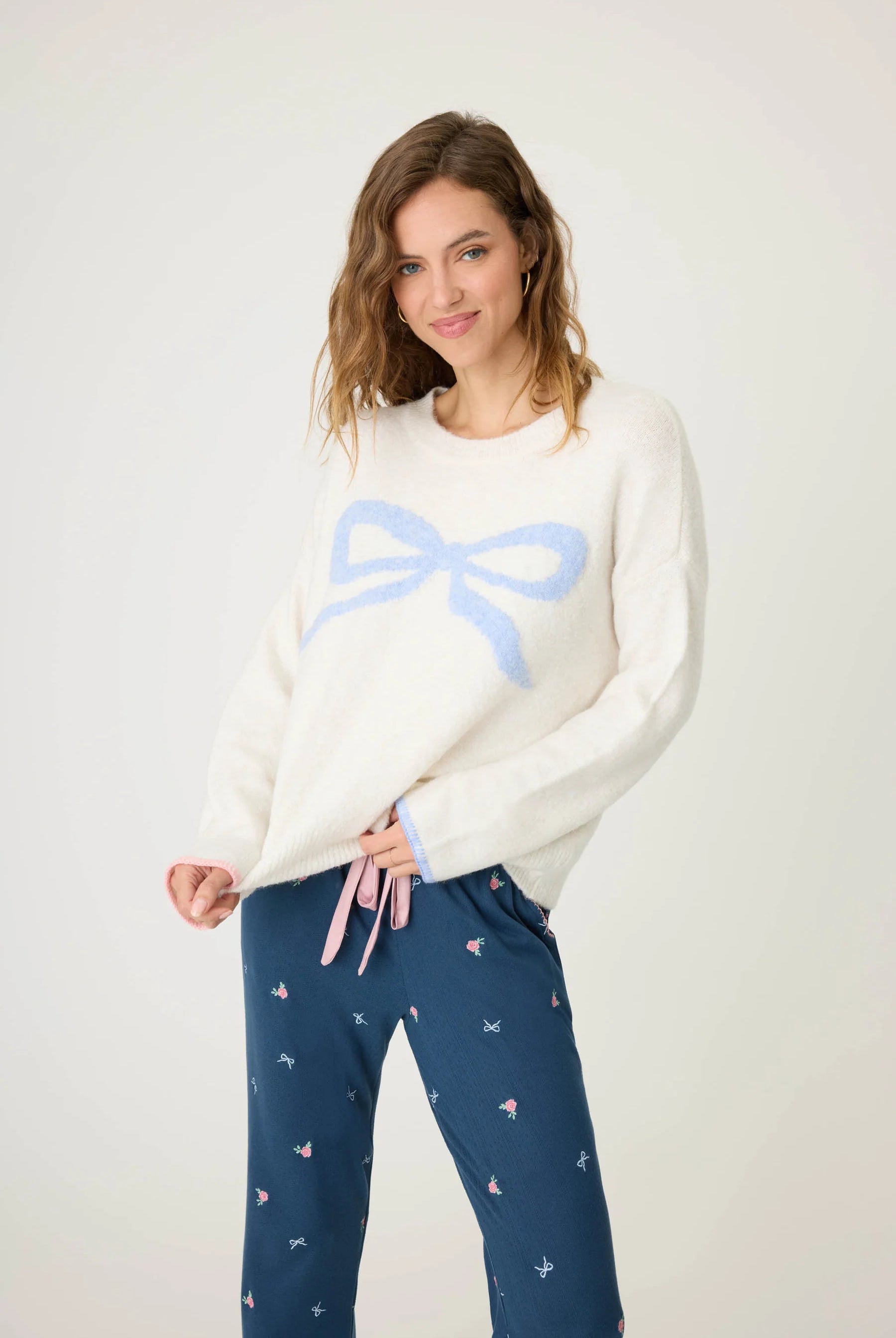PJ Salvage Women's English Rose Bow Snuggle Sweater