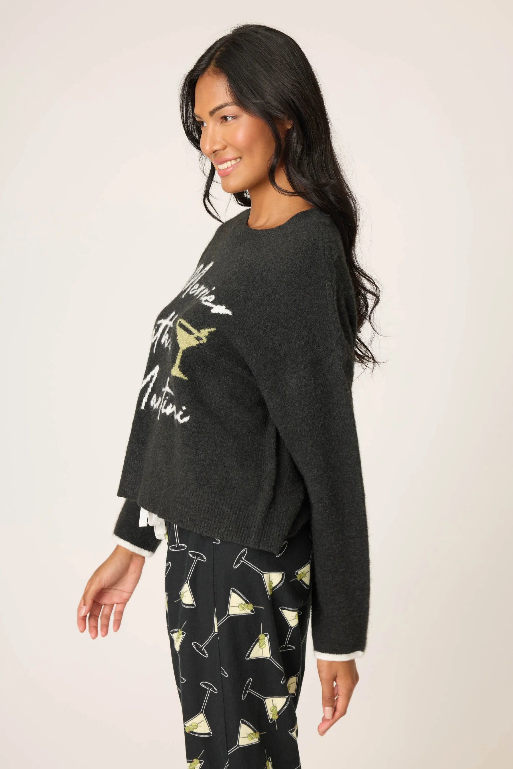 PJ Salvage Women's Merrier With A Martini Snuggle Sweater