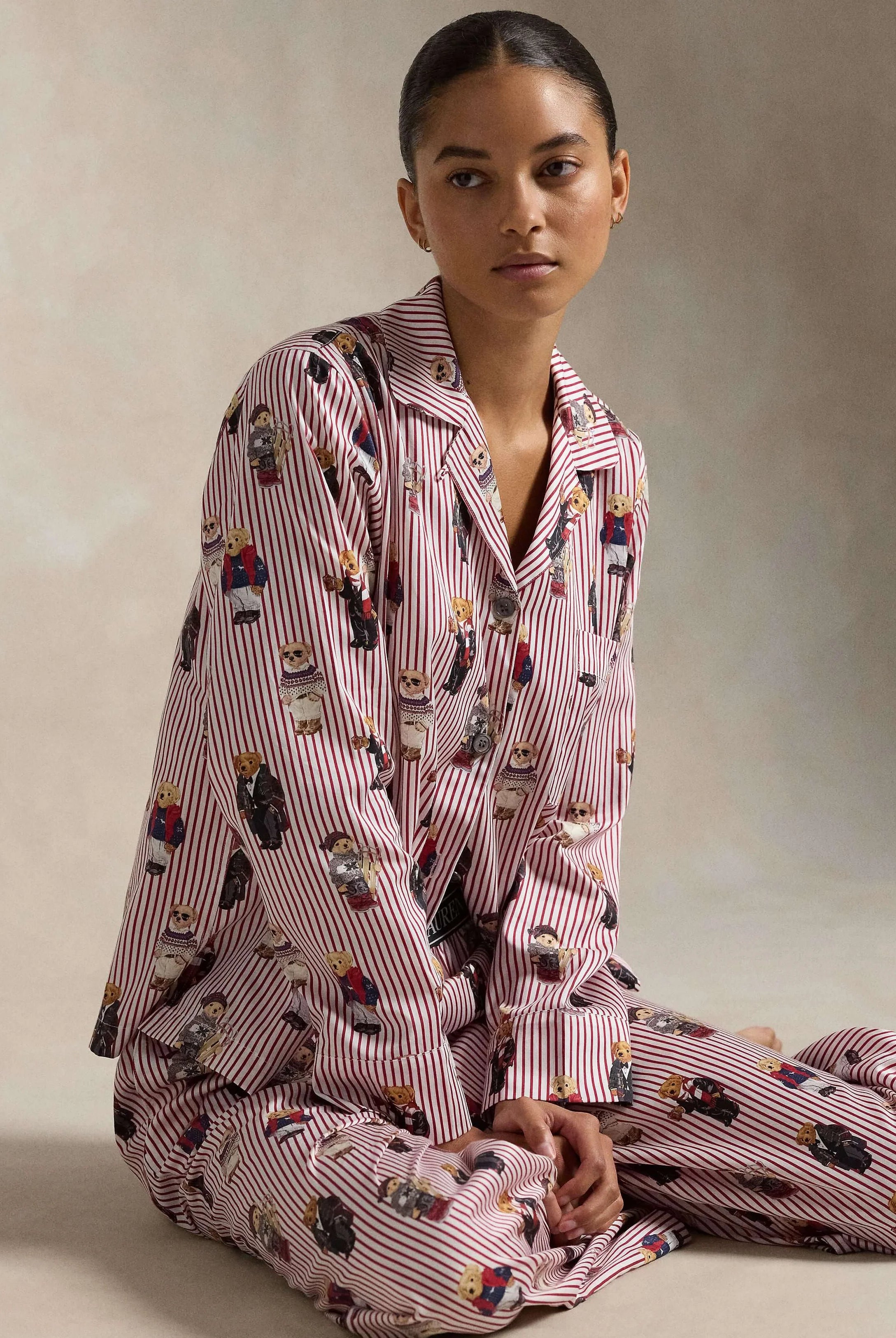 Polo Bear Cotton Sateen Madison Button Up Pajama Set