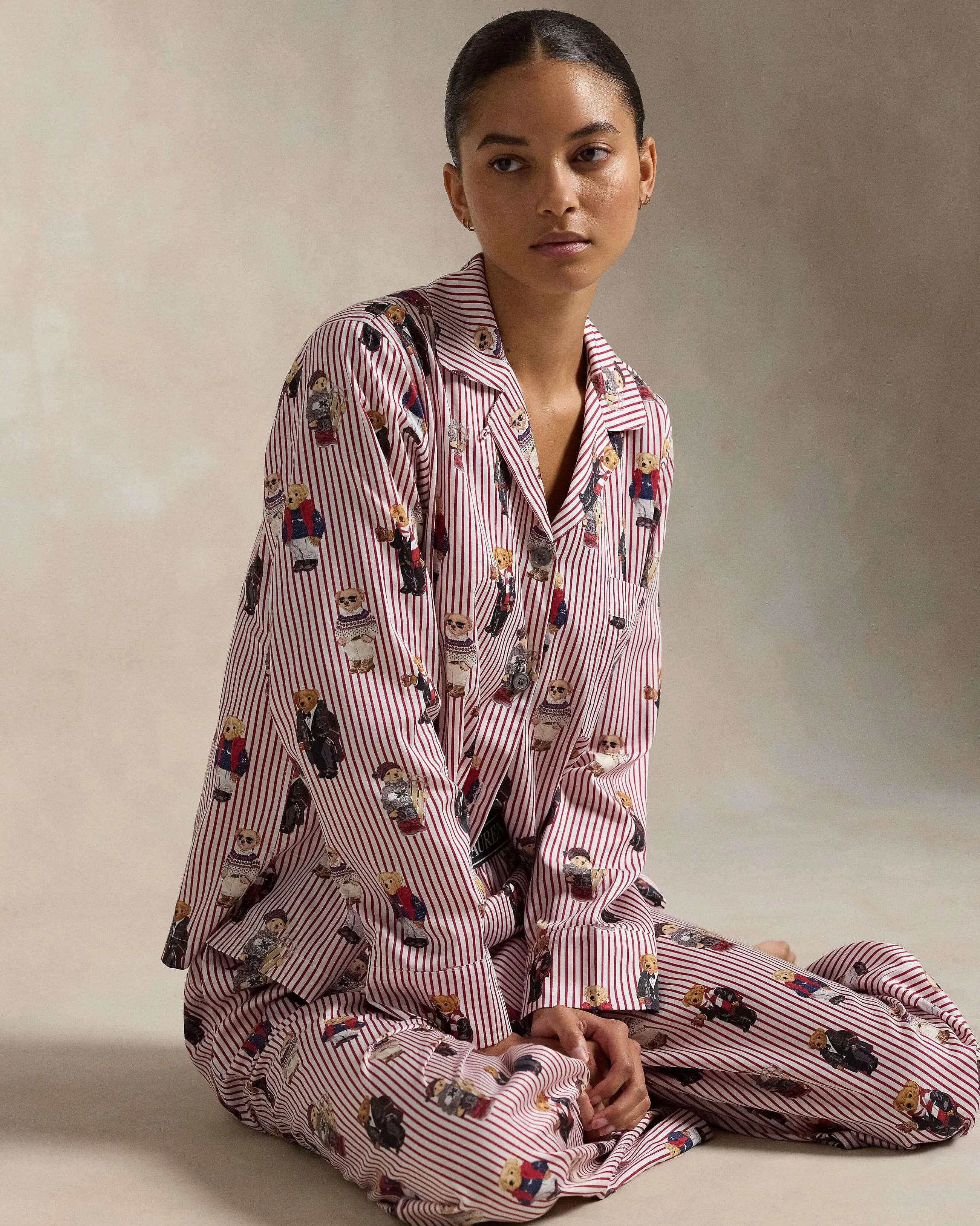 Polo Bear Cotton Sateen Madison Button Up Pajama Set