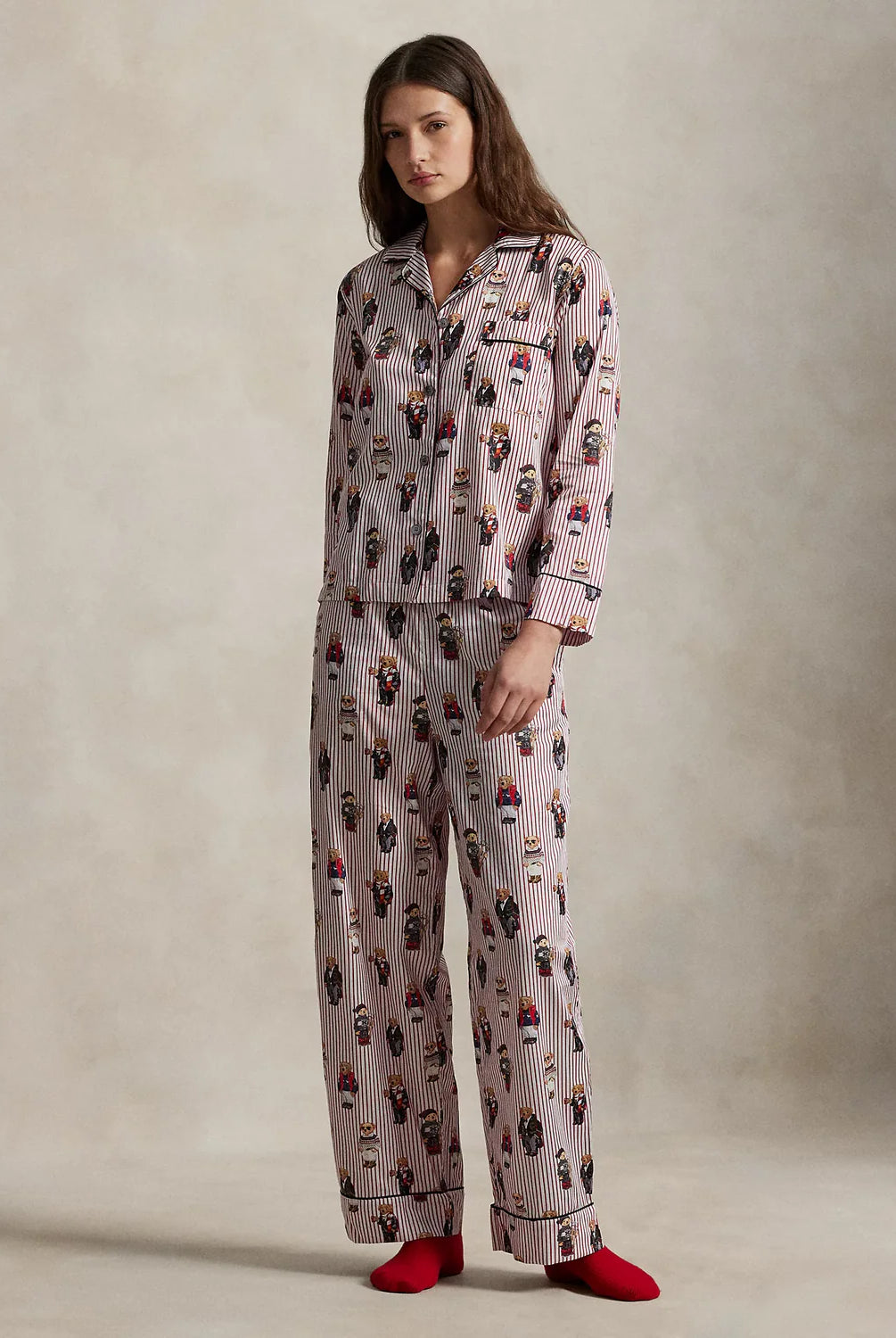 Polo Bear Cotton Sateen Madison Button Up Pajama Set