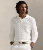 Ralph Lauren Men's Cable-Knit Cotton Polo-Collar Sweater
